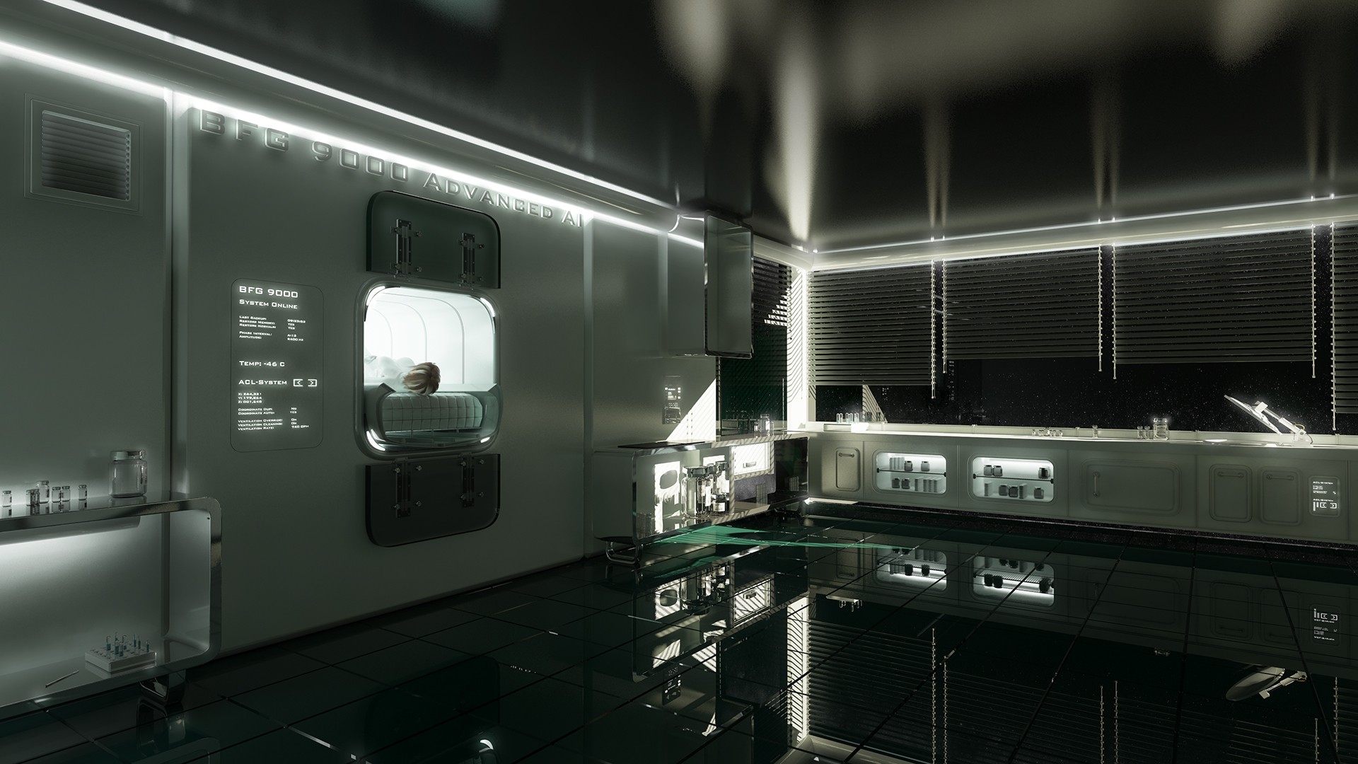 General 1920x1080 futuristic interior design space station science fiction digital art CGI