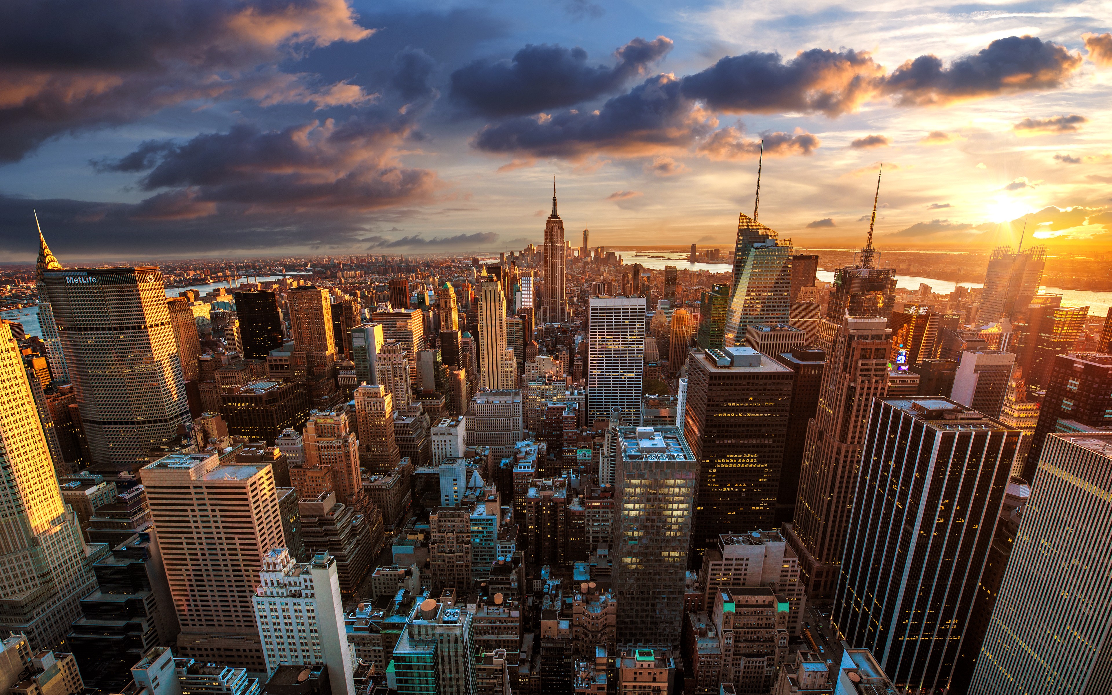 General 3840x2400 city New York City landscape cityscape building sunset USA Manhattan Dominic Kamp