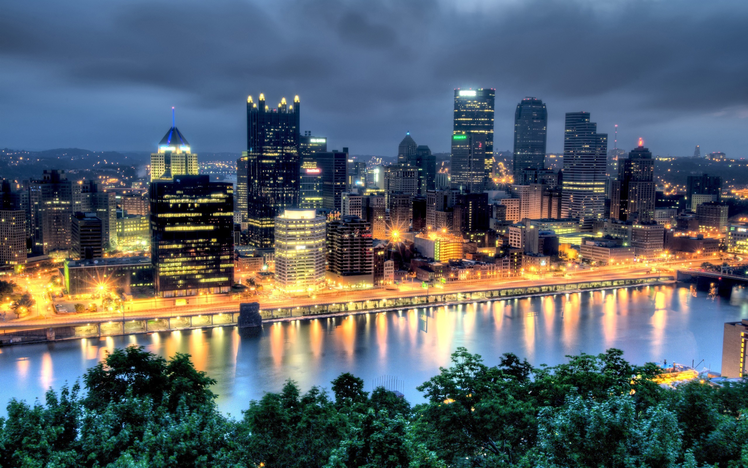 General 2560x1600 cityscape city building HDR lights Pittsburgh USA city lights