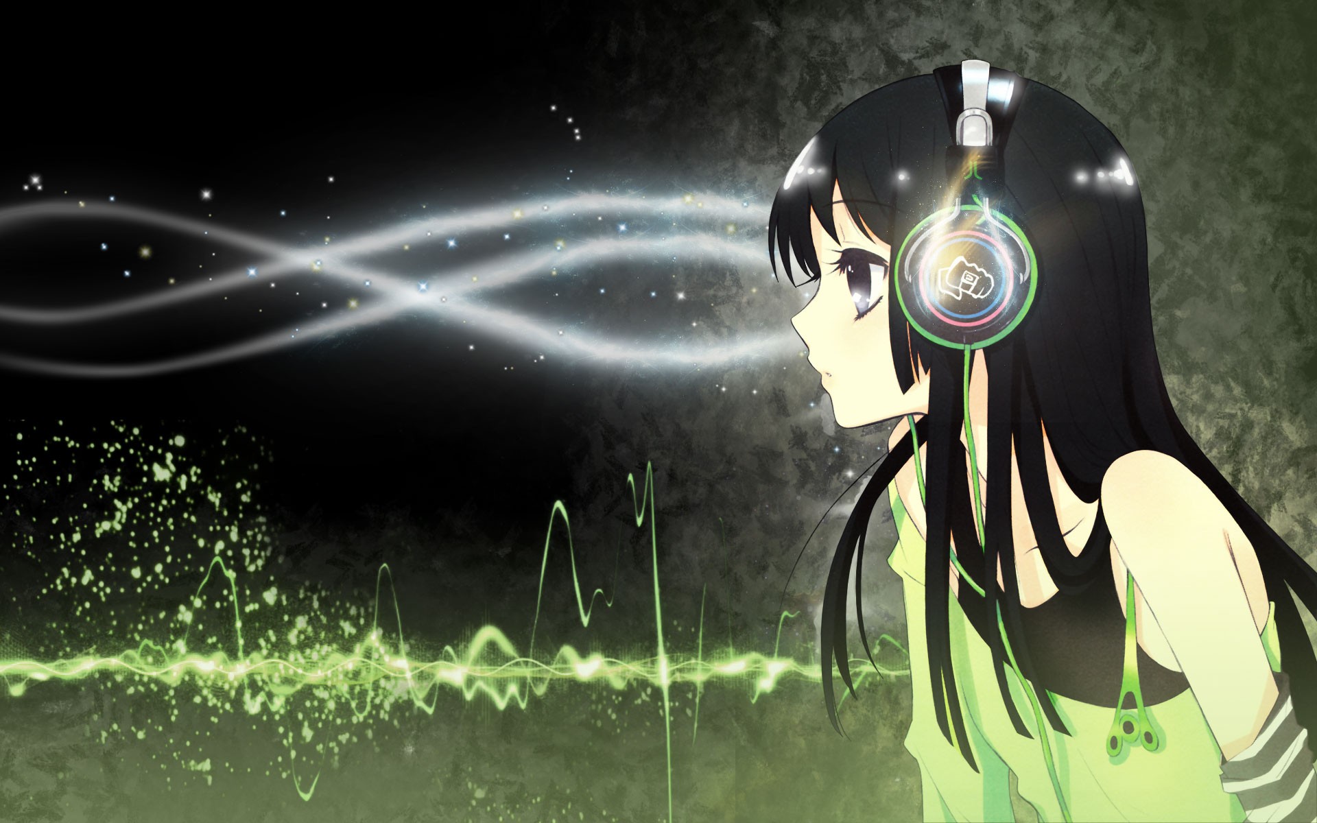 Anime 1920x1200 anime anime girls headphones dark hair long hair face profile