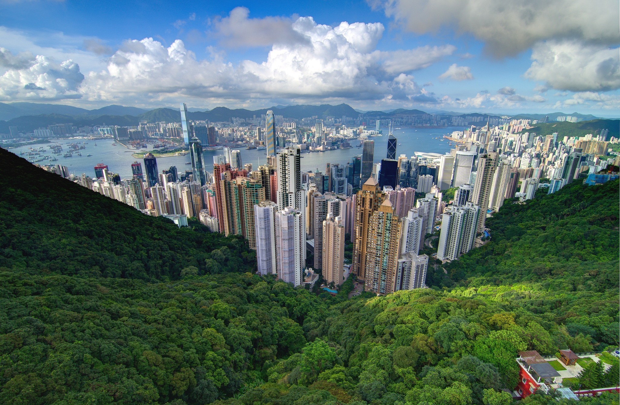 General 2048x1338 cityscape city Hong Kong Asia trees clouds