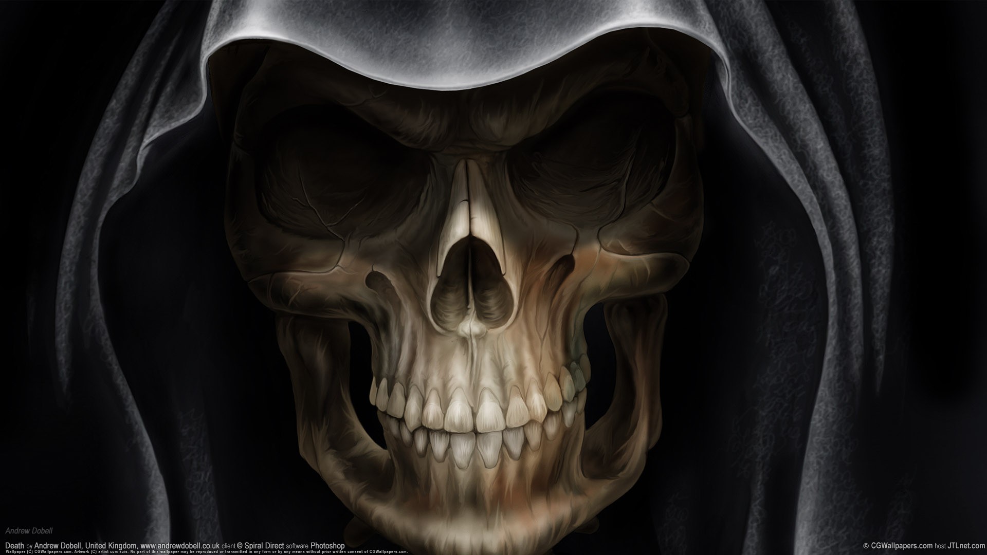General 1920x1080 death spooky Grim Reaper skull fantasy art digital art hoods