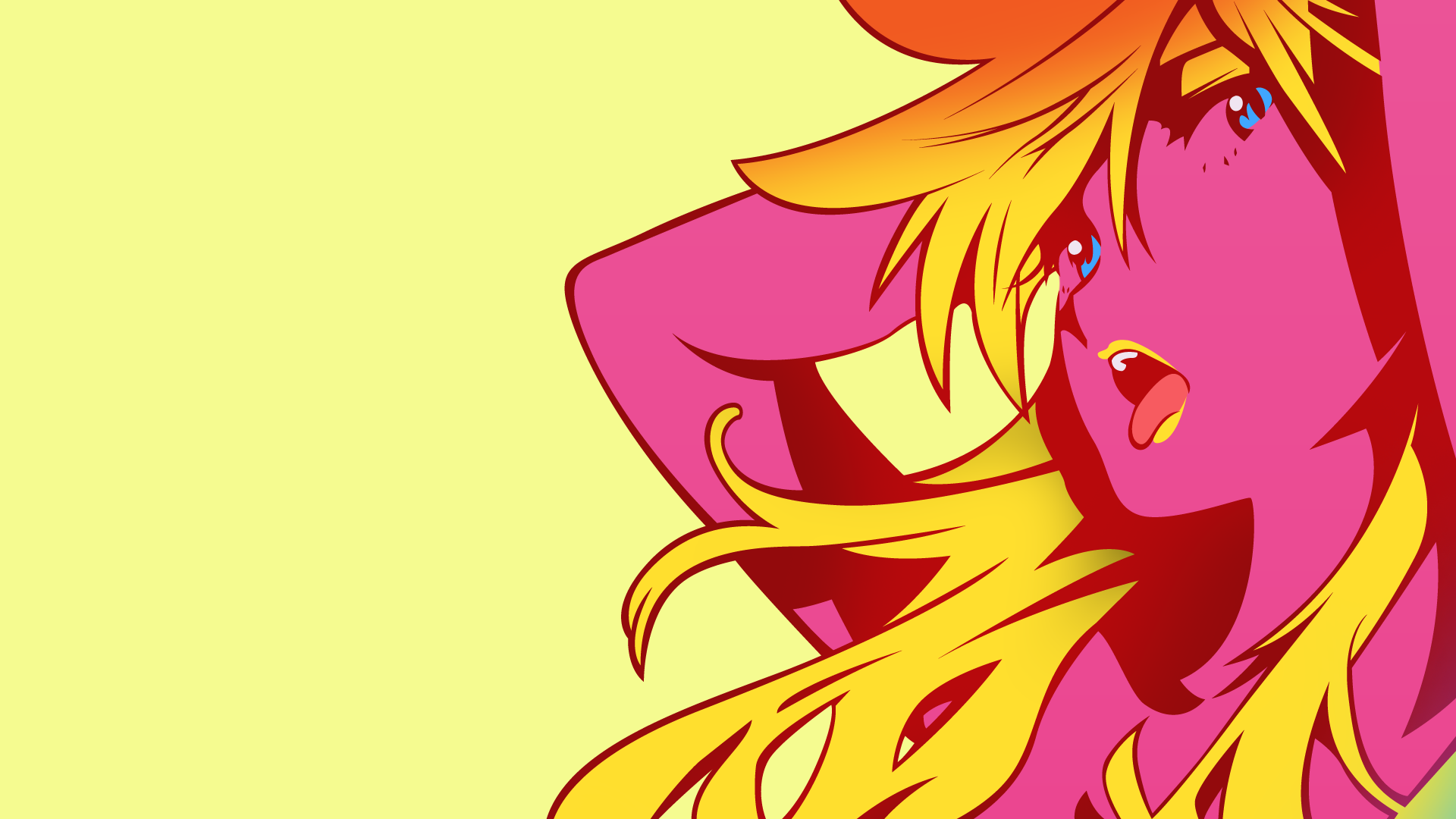 Anime 1920x1080 anime anime girls Panty and Stocking with Garterbelt Anarchy Panty open mouth tongues tongue out long hair blue eyes yellow background simple background