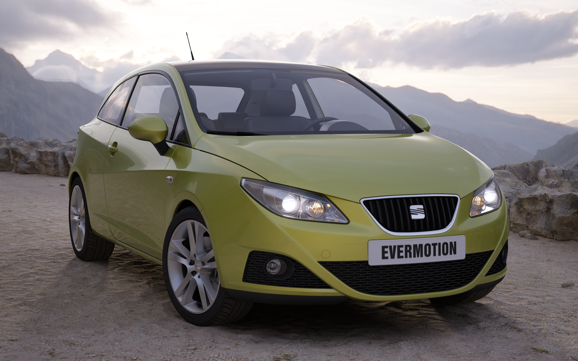 General 1920x1200 car evermotion seat vehicle Seat Ibiza yellow cars Volkswagen Group Spanish cars hatchbacks