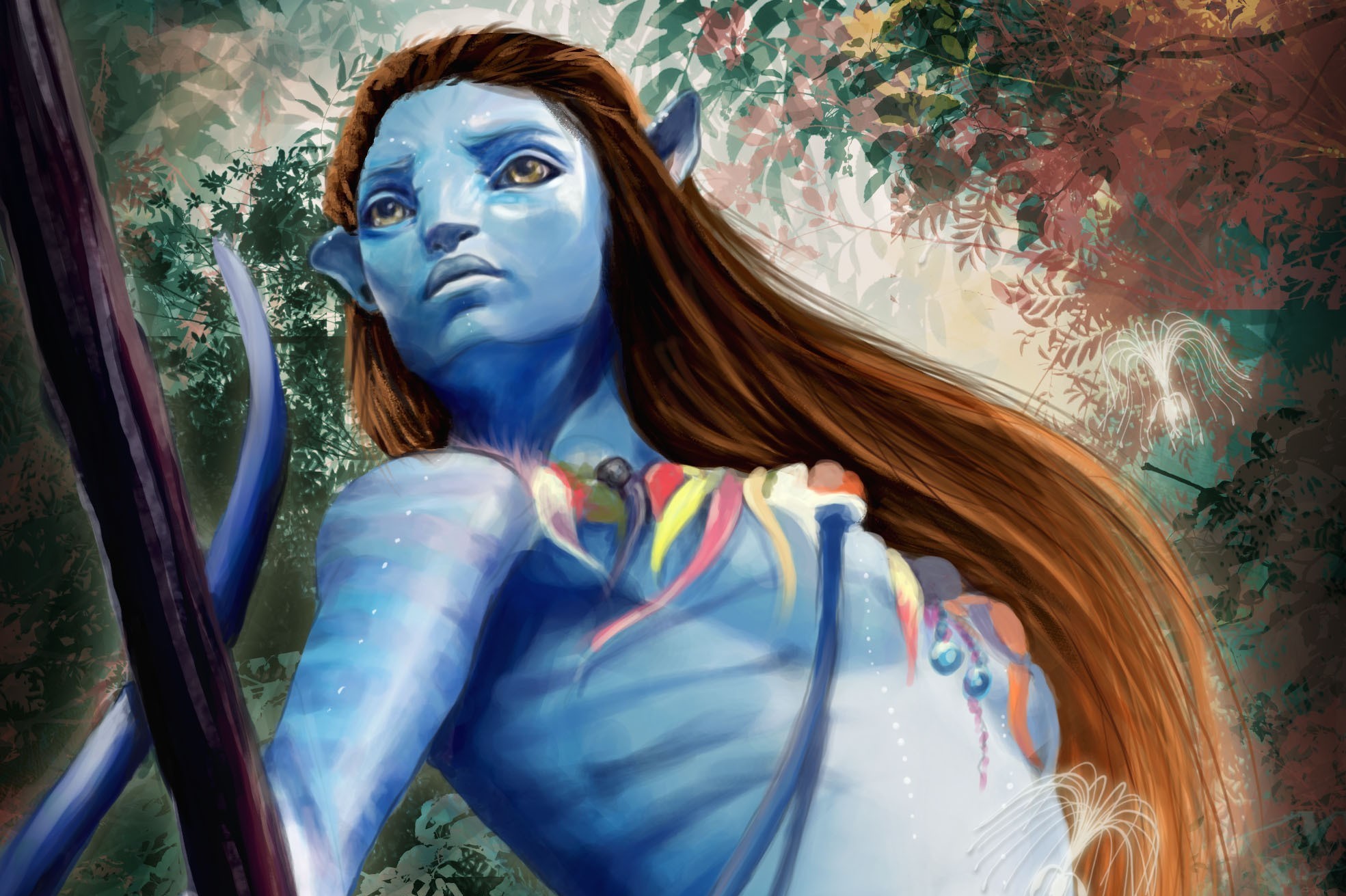 General 1969x1311 Avatar fantasy art blue skin Na'vi movies fan art long hair science fiction digital art