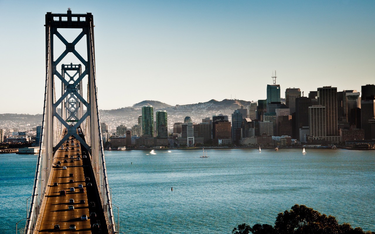 General 1280x800 bridge San Francisco Oakland Bay Bridge traffic city cityscape USA California