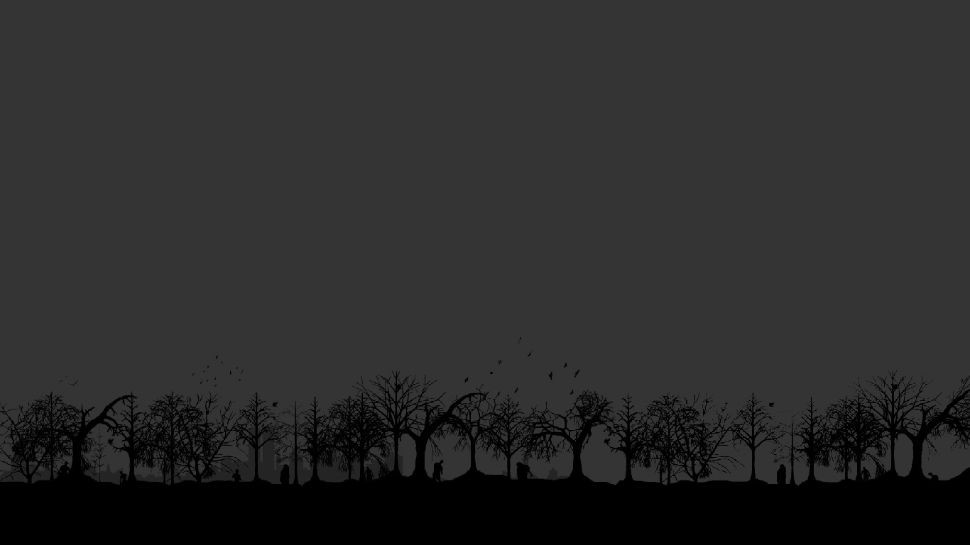 General 1366x768 minimalism zombies horror artwork simple background dark gray background trees undead