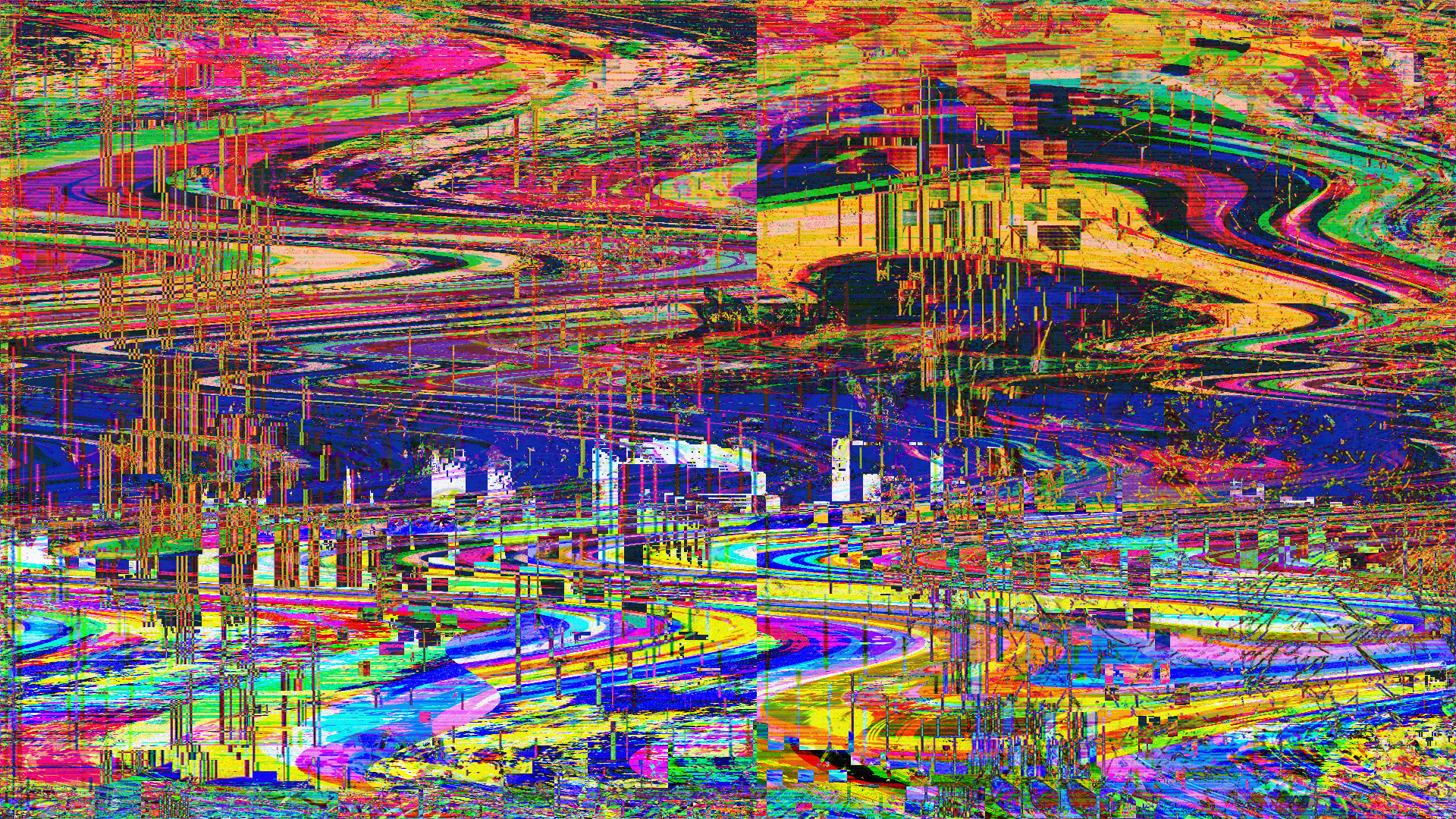 General 1920x1080 glitch art colorful digital art
