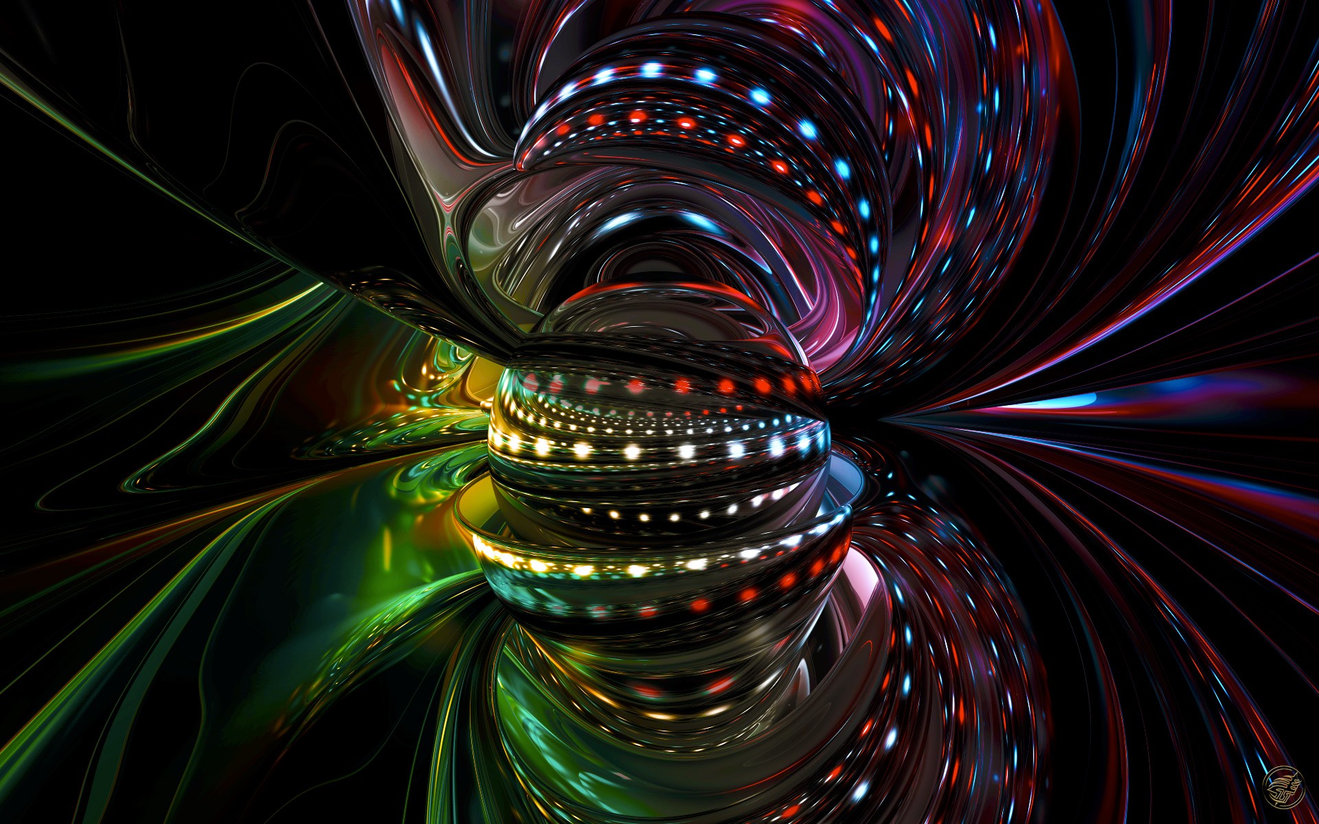 General 1920x1200 CGI reflection colorful abstract digital art shapes swirls