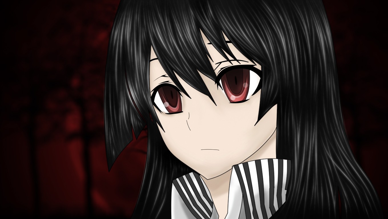 Anime 1360x768 Akame ga Kill! Akame black hair red eyes anime girls anime dark hair face