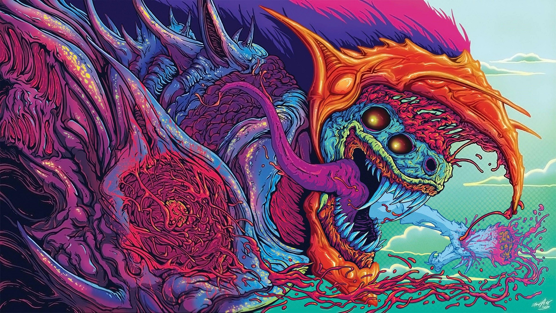 General 1920x1080 fantasy art Hyperbeast Brock Hofer artwork dragon colorful signature