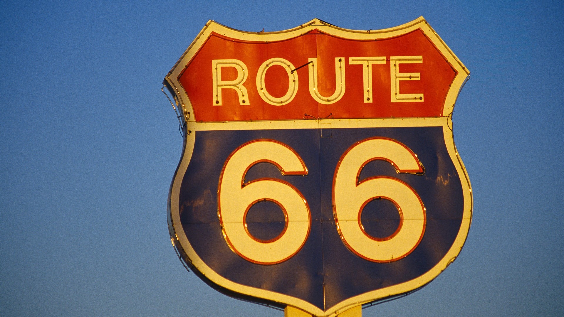 General 1920x1080 Route 66 signs simple background numbers blue background USA outdoors