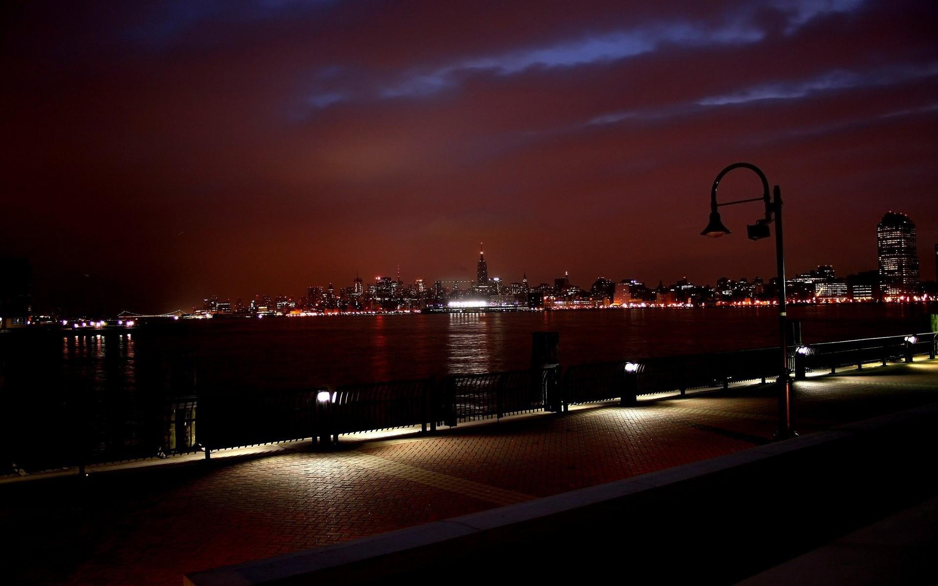 General 1920x1200 cityscape city water night loneliness New York City USA