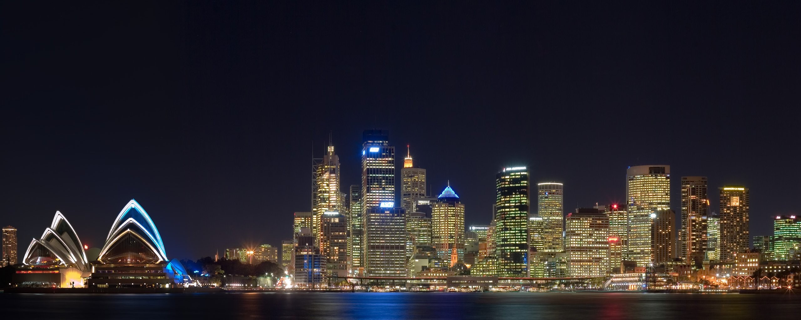 General 2560x1024 Sydney Australia Sydney Opera House cityscape night city lights skyline