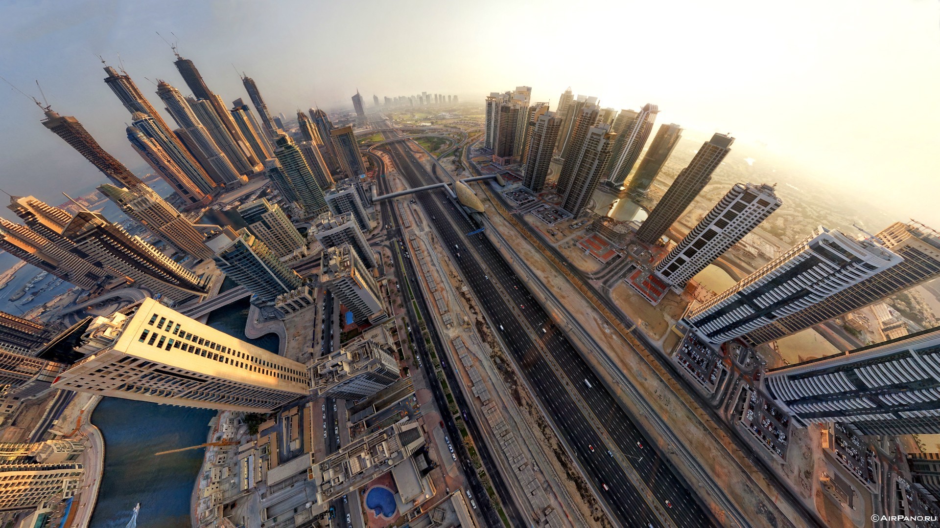 General 1920x1080 cityscape city building aerial view Dubai fisheye lens
