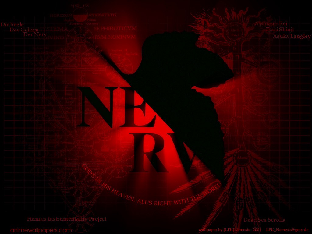 Anime 1024x768 Nerv red Neon Genesis Evangelion anime red background dark