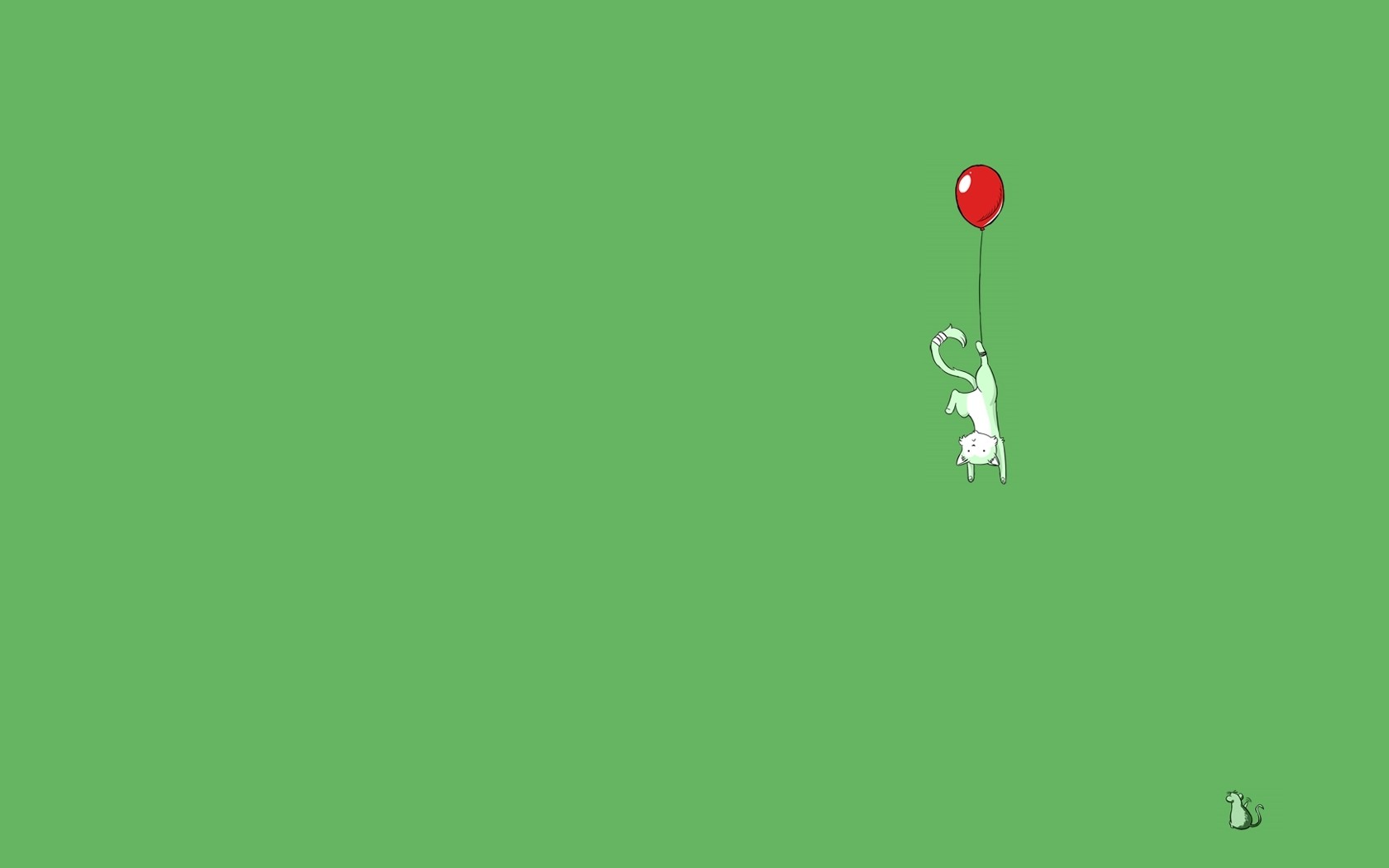 General 1680x1050 minimalism cats balloon green background simple background artwork animals mammals