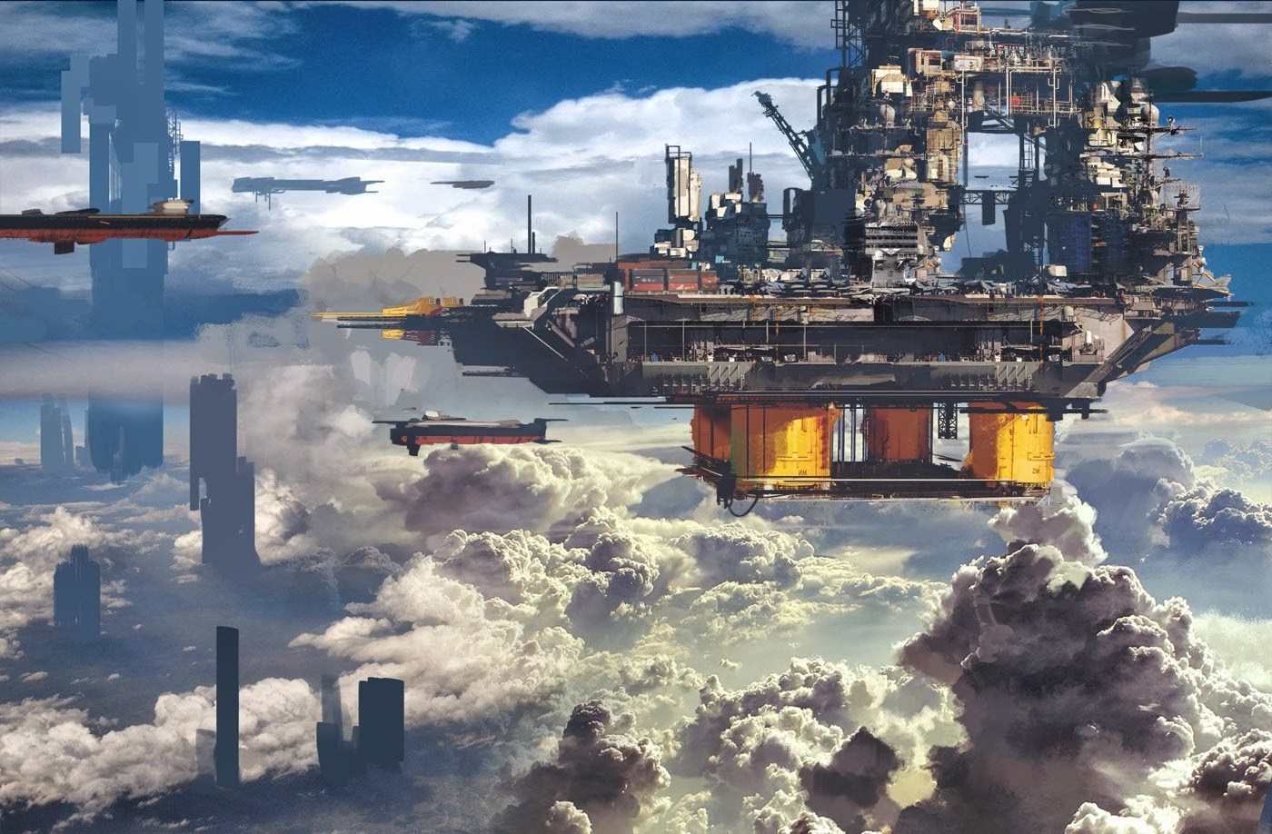 General 1400x918 digital art futuristic city science fiction futuristic sky clouds artwork
