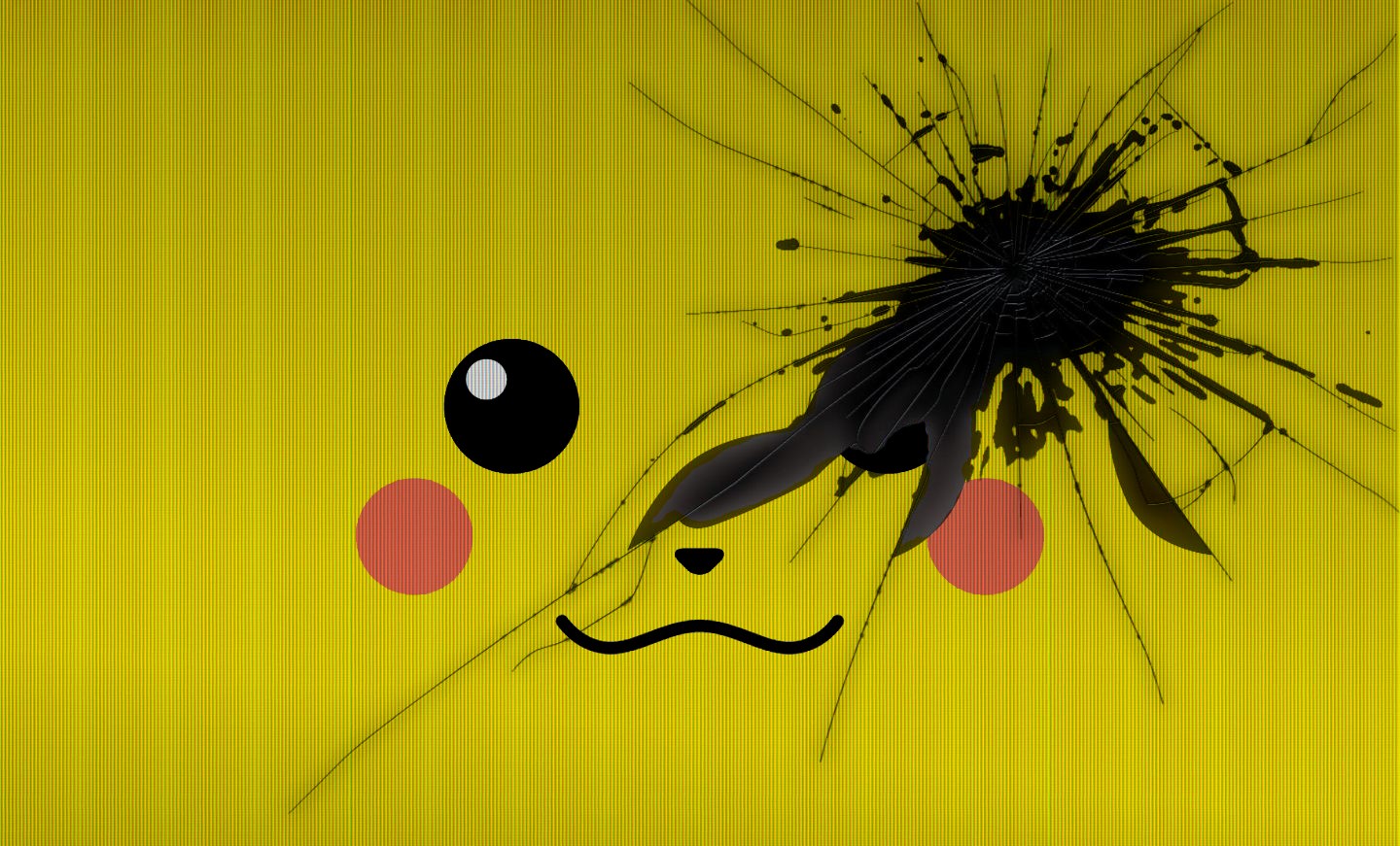 Anime 1440x871 paint splatter abstract yellow background Pikachu anime