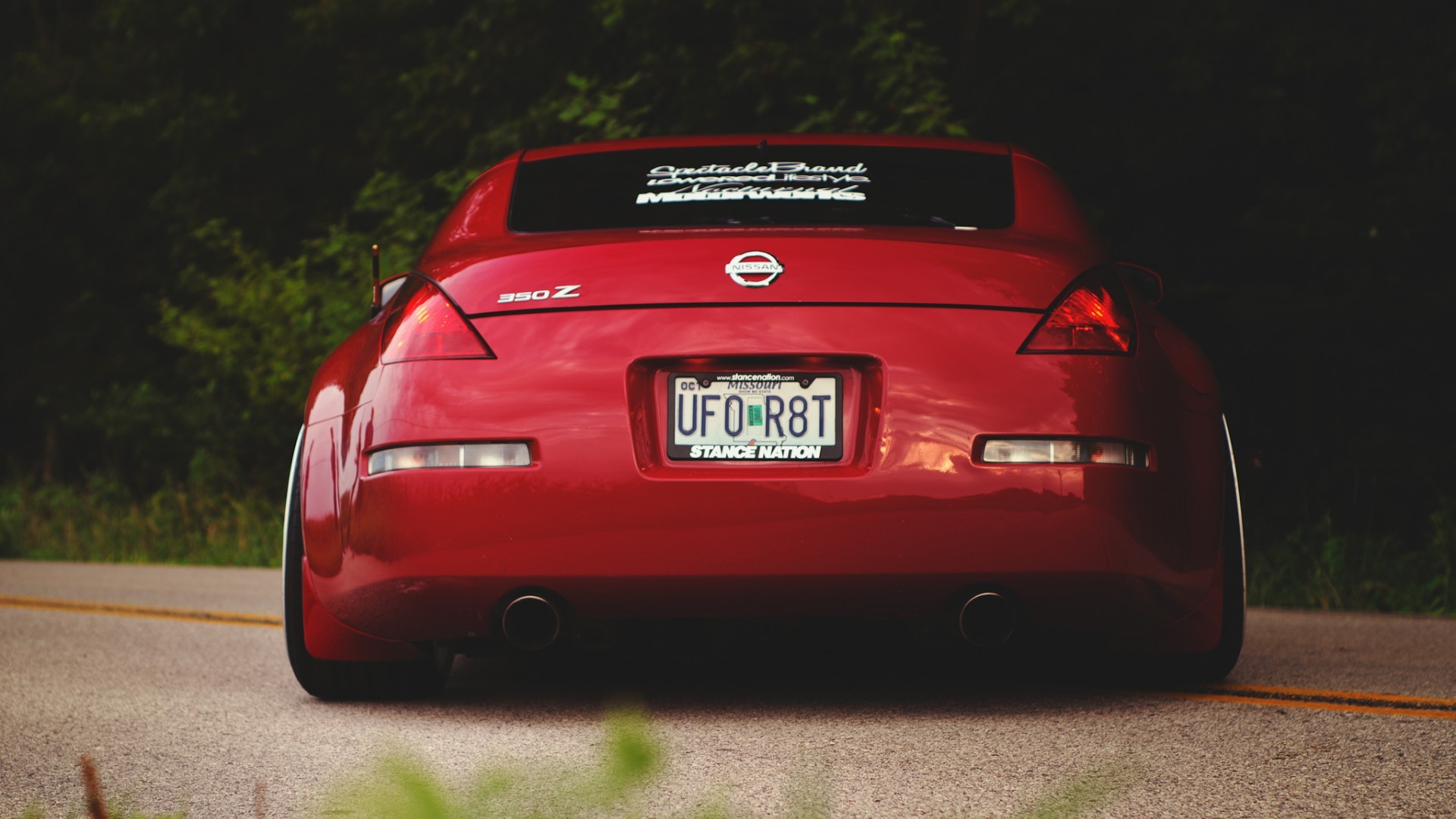 General 1920x1080 car Nissan Nissan 350Z Nissan Fairlady Z rear view vehicle red cars