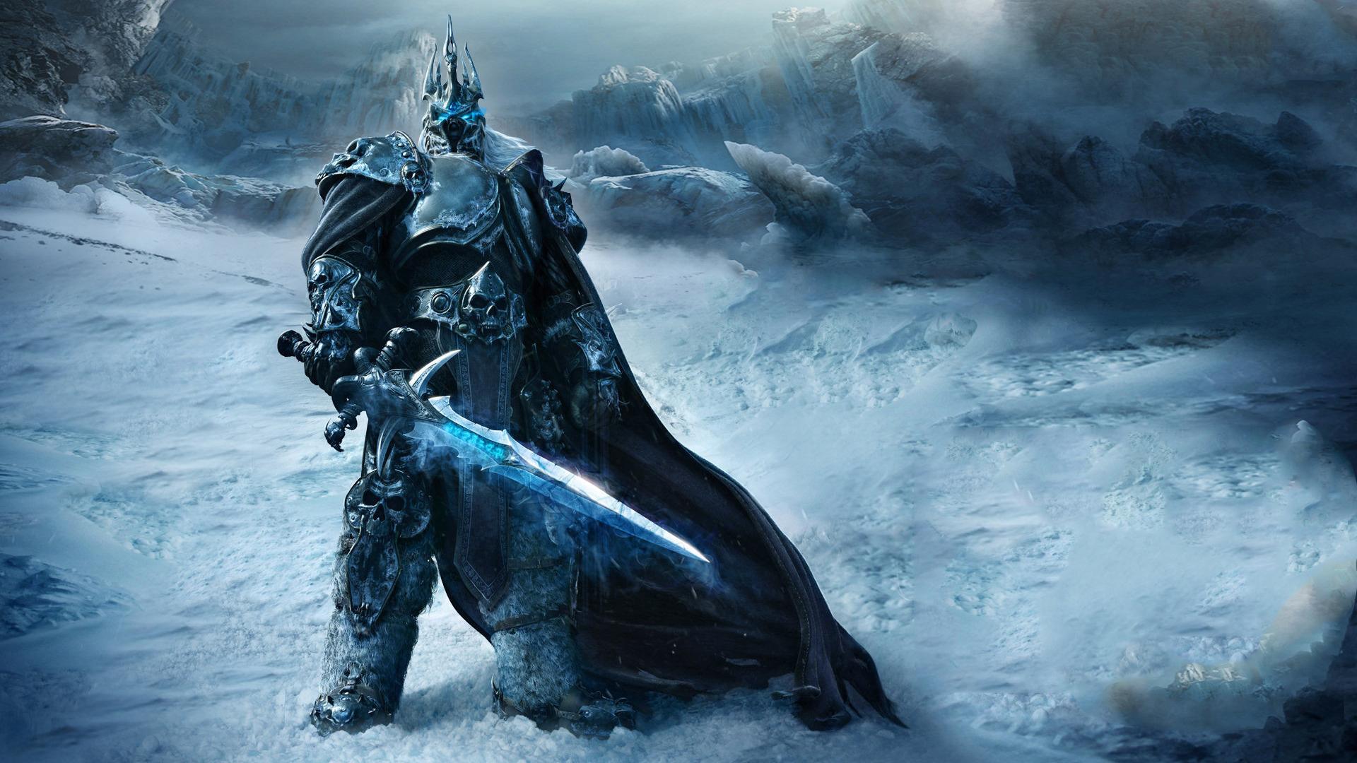 General 1920x1080 World of Warcraft: Wrath of the Lich King World of Warcraft video games Lich King PC gaming sword snow glowing eyes armor video game art cyan 2008 (Year) Blizzard Entertainment