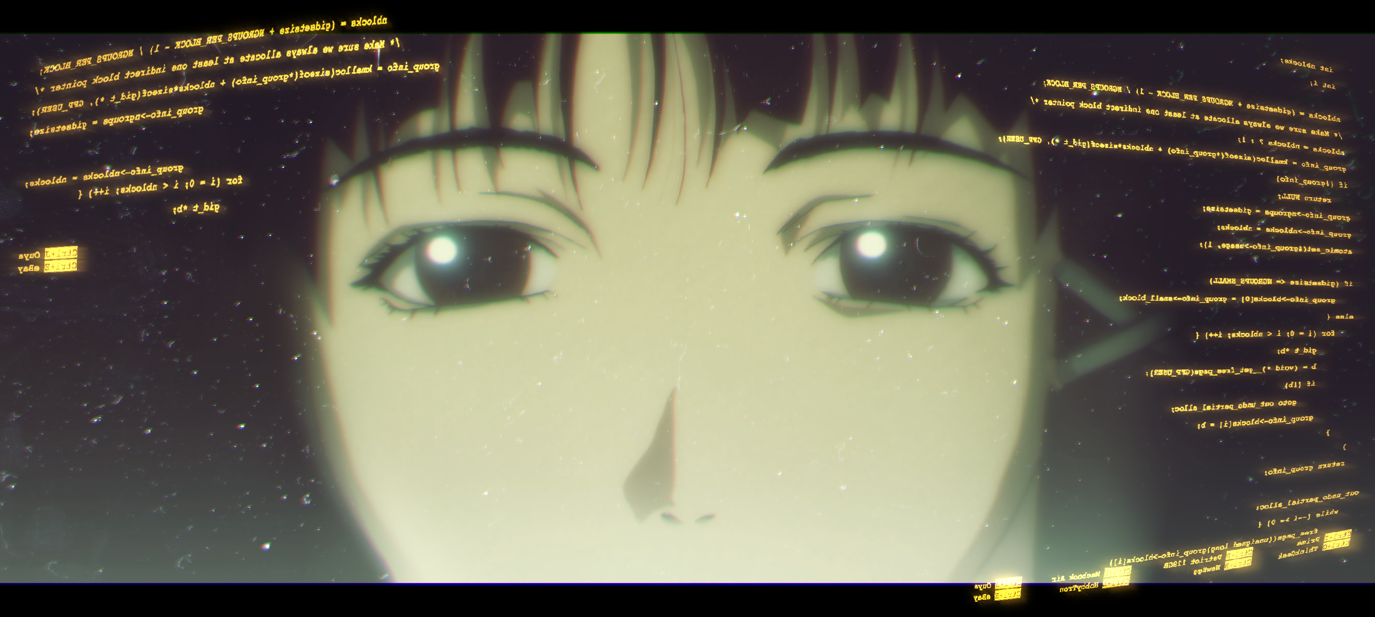 Anime 2702x1214 Lain Iwakura anime girls Serial Experiments Lain face anime interfaces text