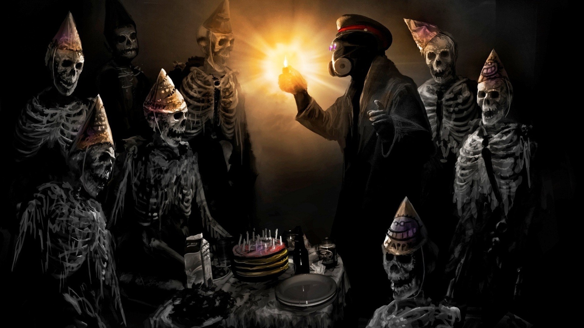 General 1920x1080 Vitaly S Alexius Romantically Apocalyptic cake skeleton candles skull