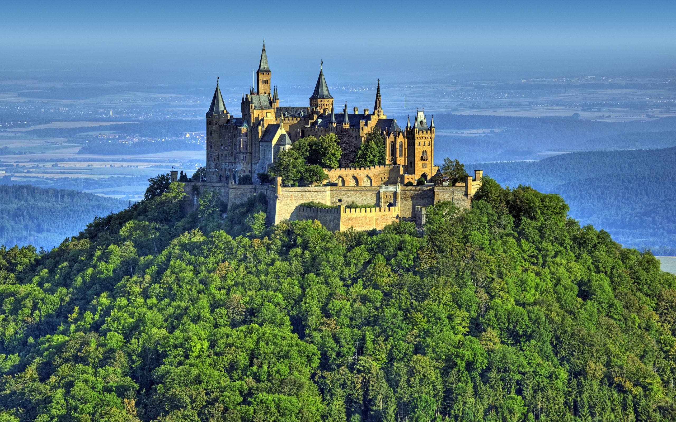 General 2560x1600 nature landscape architecture hills sky trees forest Germany castle tower ancient field Hohenzollern Castle