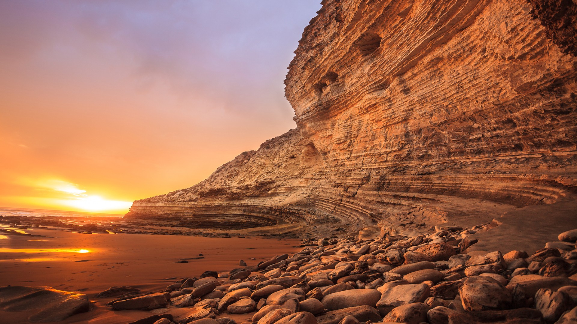 General 1920x1080 coast sunset beach sea cliff landscape