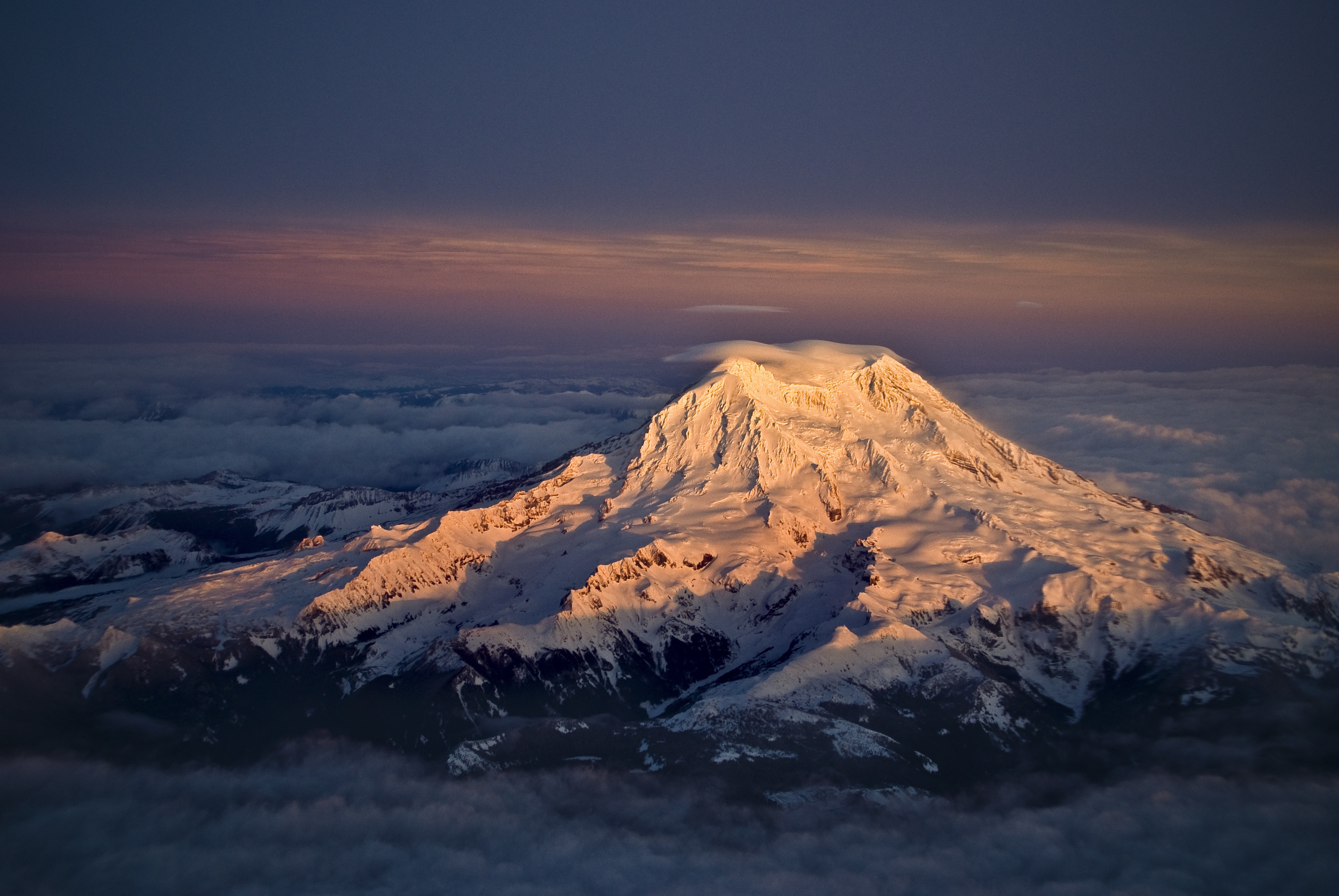 General 3639x2436 Mount Rainier mountains aerial view dusk nature landscape snowy peak
