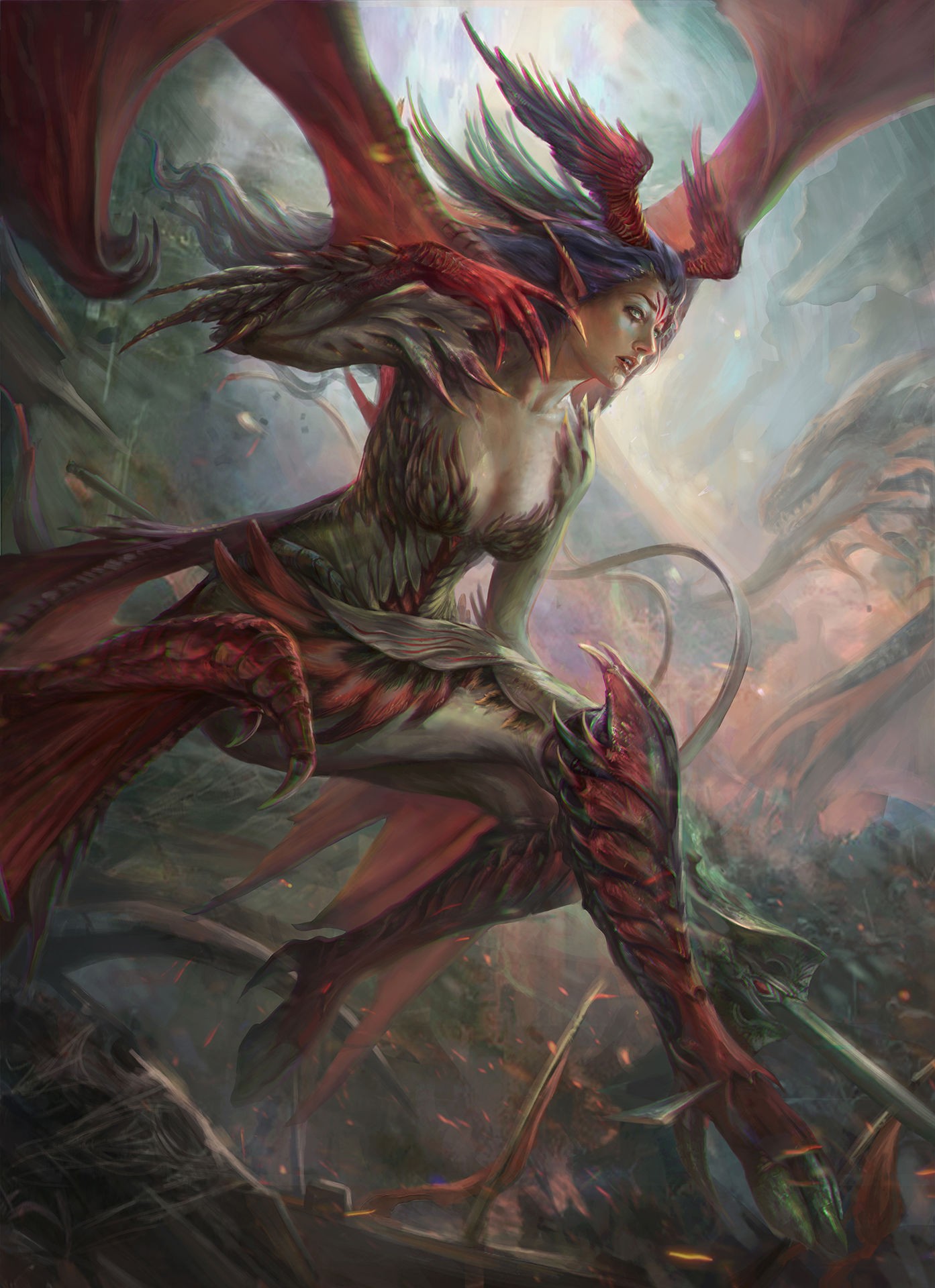 General 1393x1920 fantasy art fantasy girl demon creature women claws wings succubus