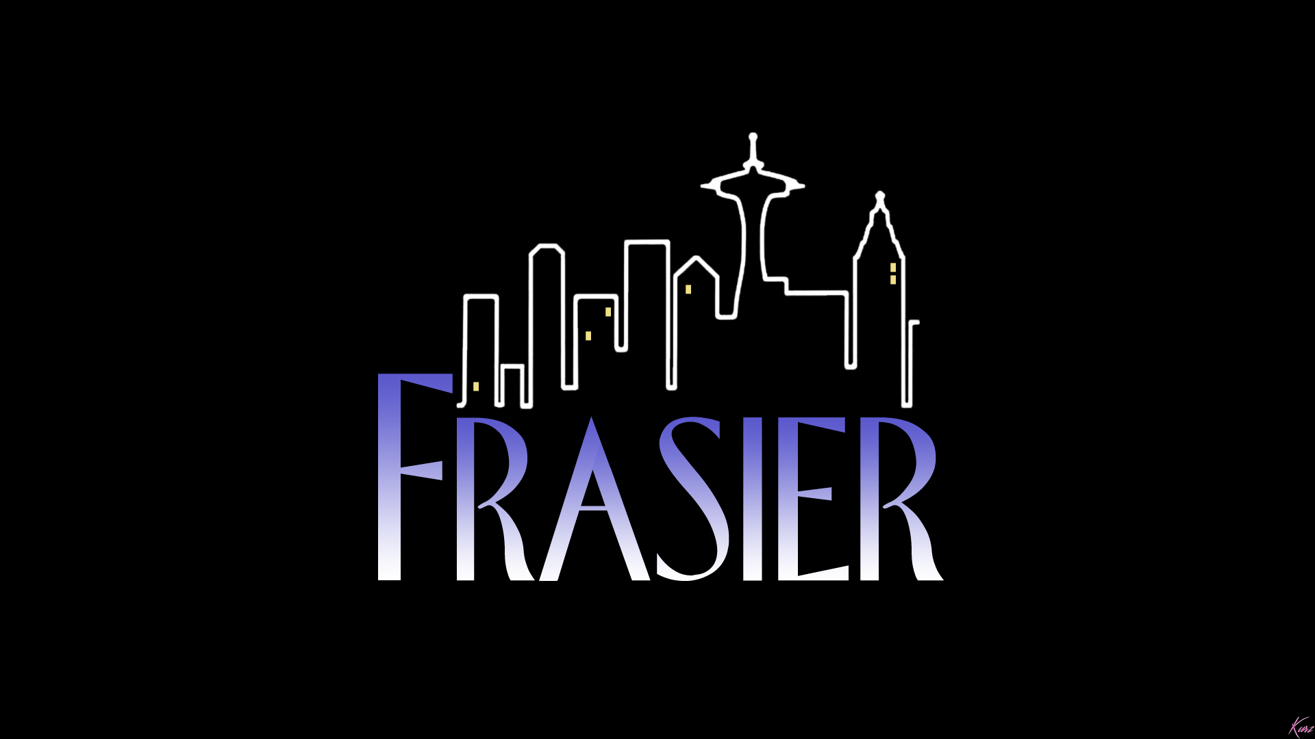 General 1920x1080 Frasier title Seattle logo Space Needle simple background black background