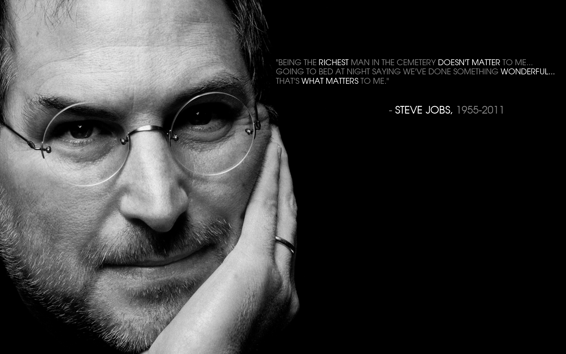 People 1920x1200 quote motivational Steve Jobs monochrome face men looking at viewer deceased