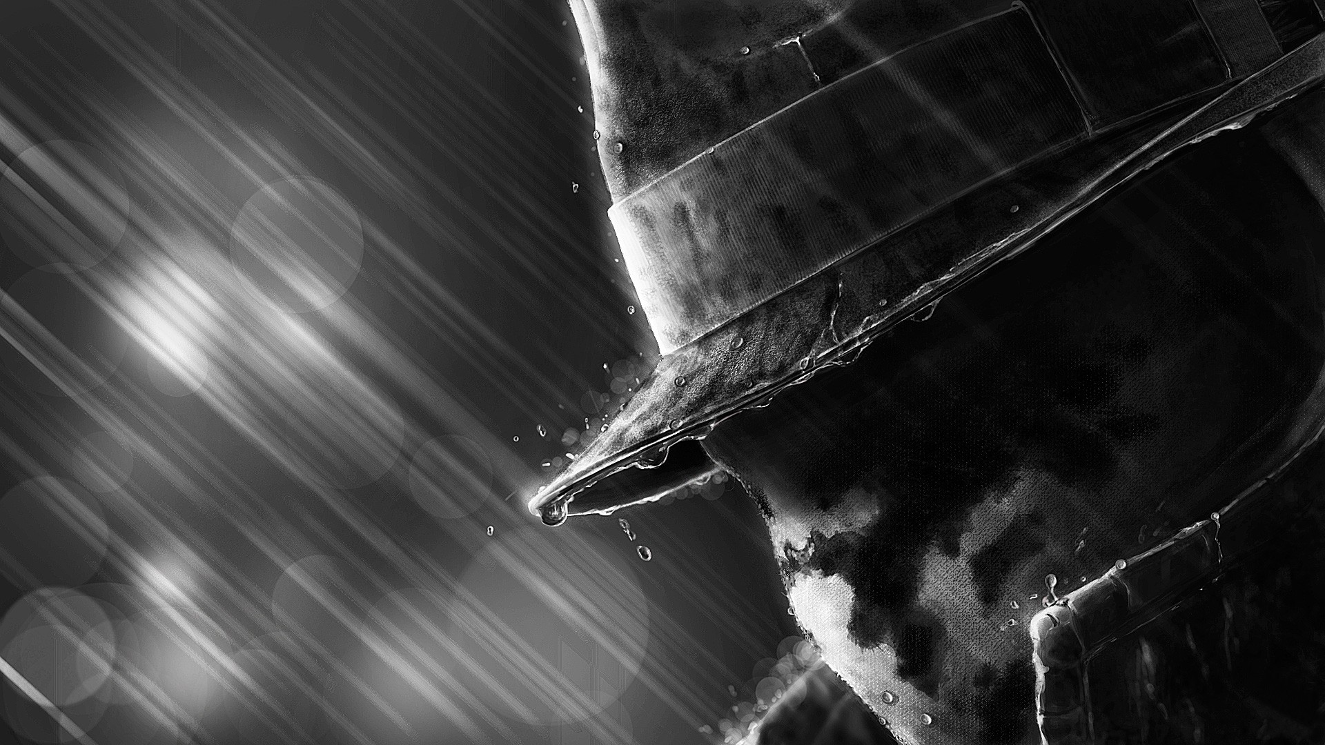 General 1920x1080 Rorschach Watchmen artwork movies hat rain monochrome