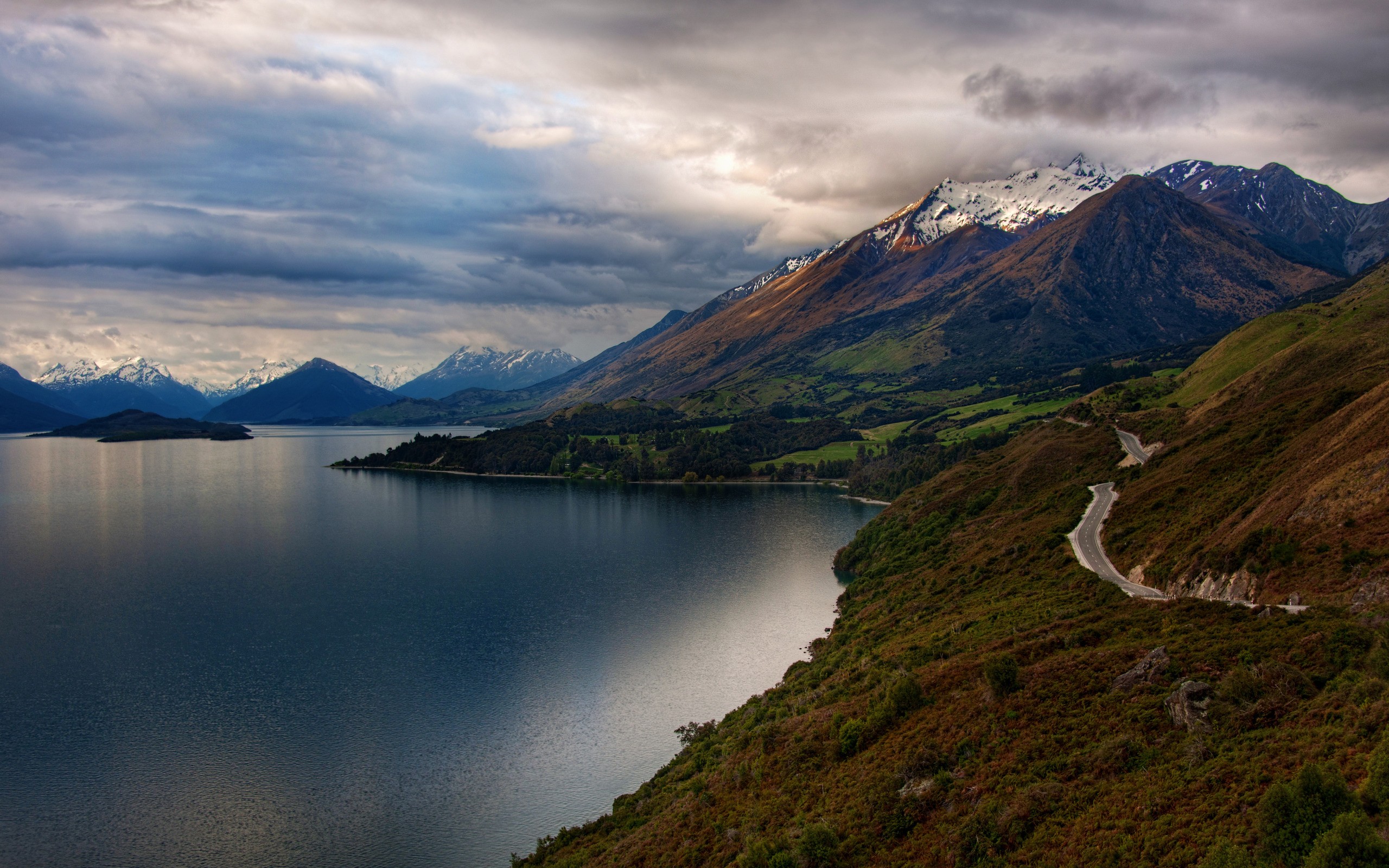 General 2560x1600 landscape nature lake mountains overcast New Zealand snowy mountain snowy peak