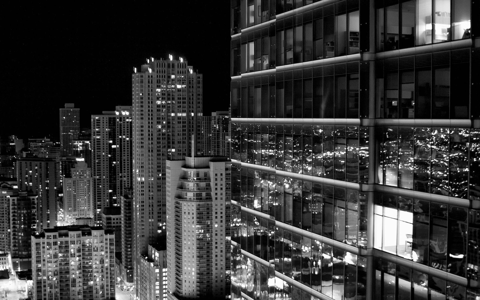 General 1920x1200 skyscraper monochrome cityscape reflection