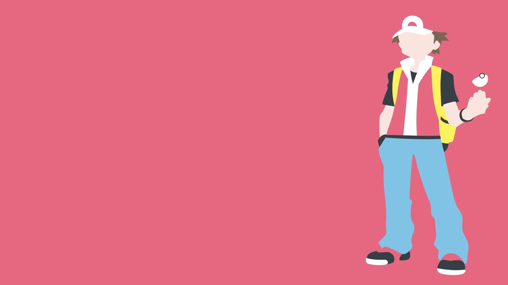 Anime 1920x1080 simple background pink background Pokémon trainers
