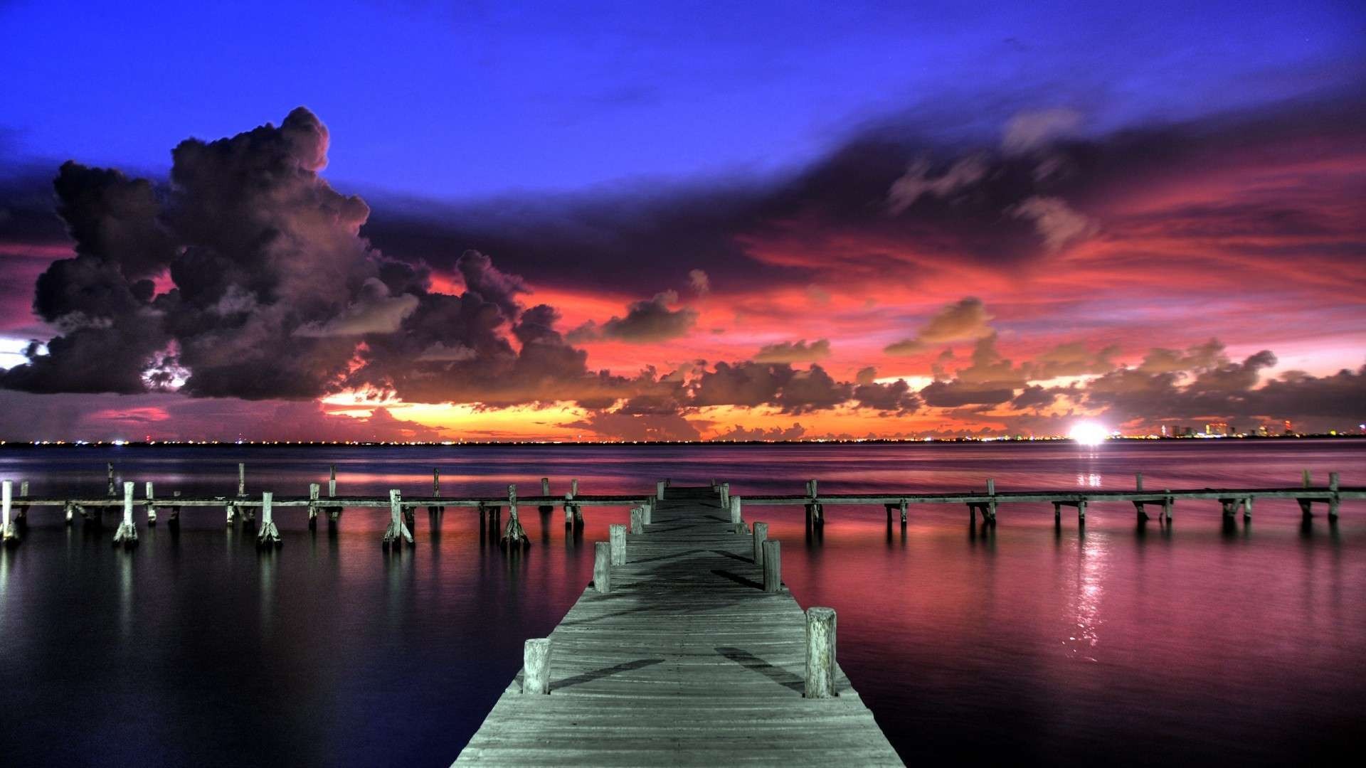 General 1920x1080 sunset dock clouds sky