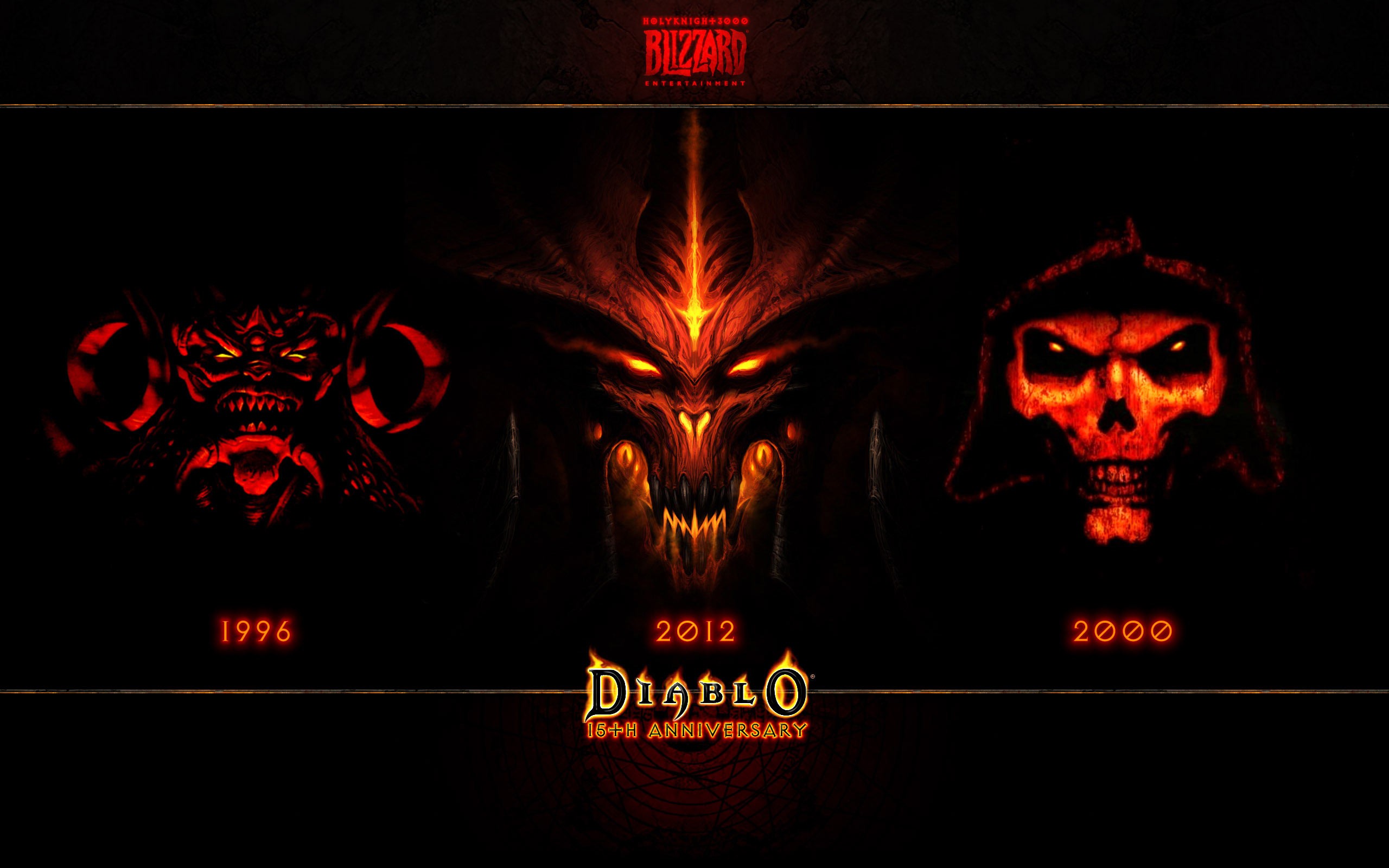 General 2560x1600 Diablo video games Blizzard Entertainment fantasy art artwork digital art 1996 (Year) 2012 (Year) 2000 (Year) video game art PC gaming demon glowing eyes skull