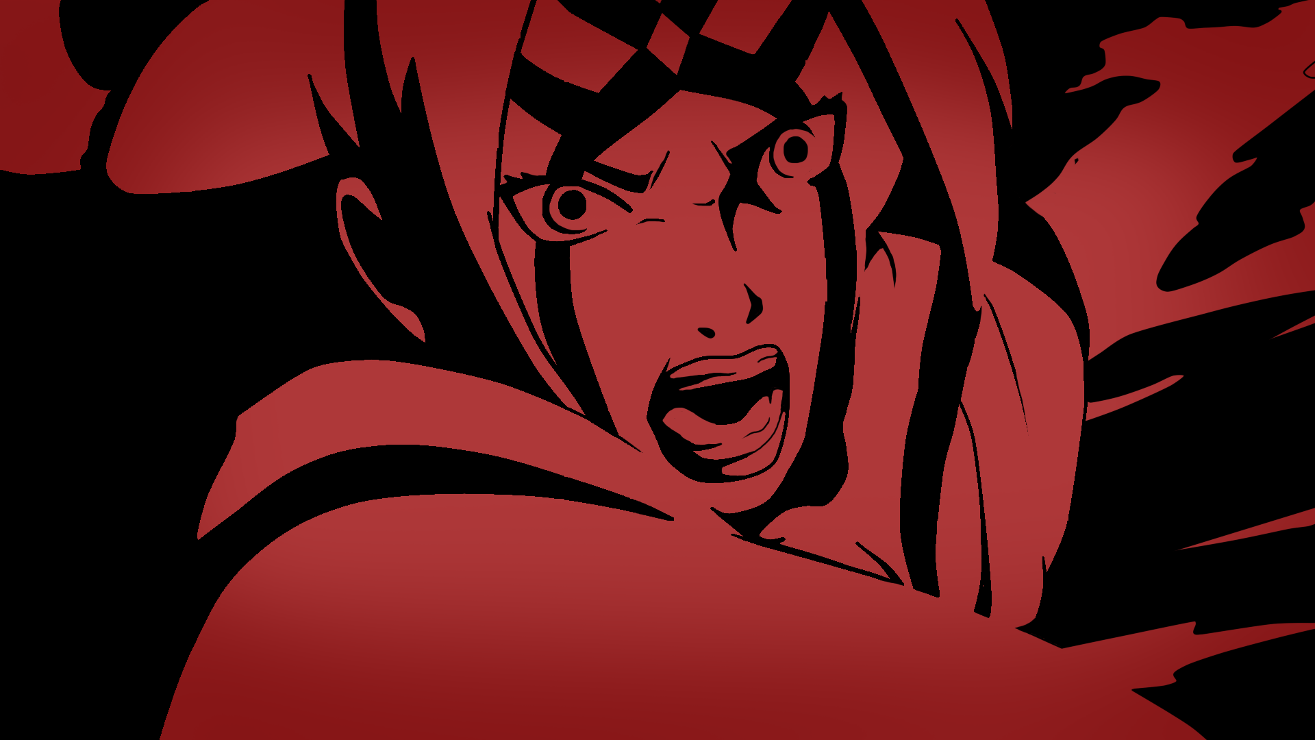Anime 1920x1080 Naruto Shippuden Tsunade anime red black face open mouth