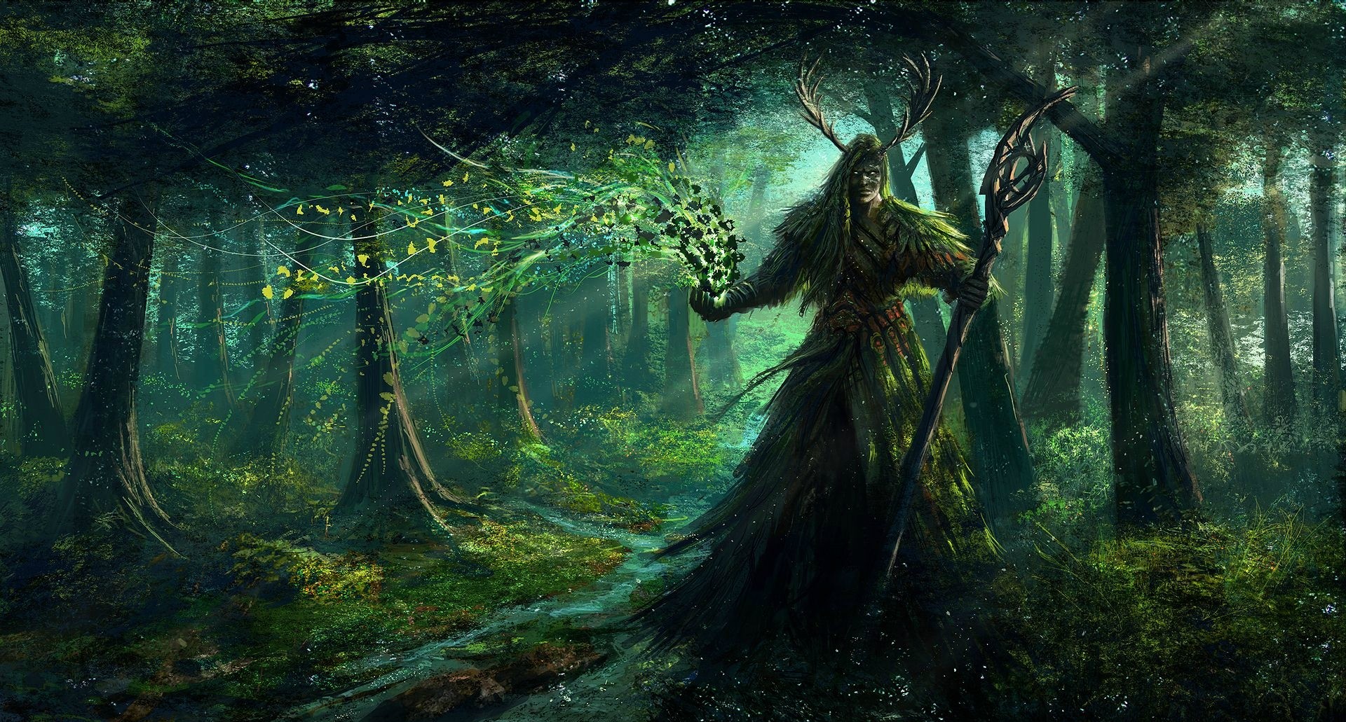 General 1920x1031 fantasy art druids artwork nature forest trees