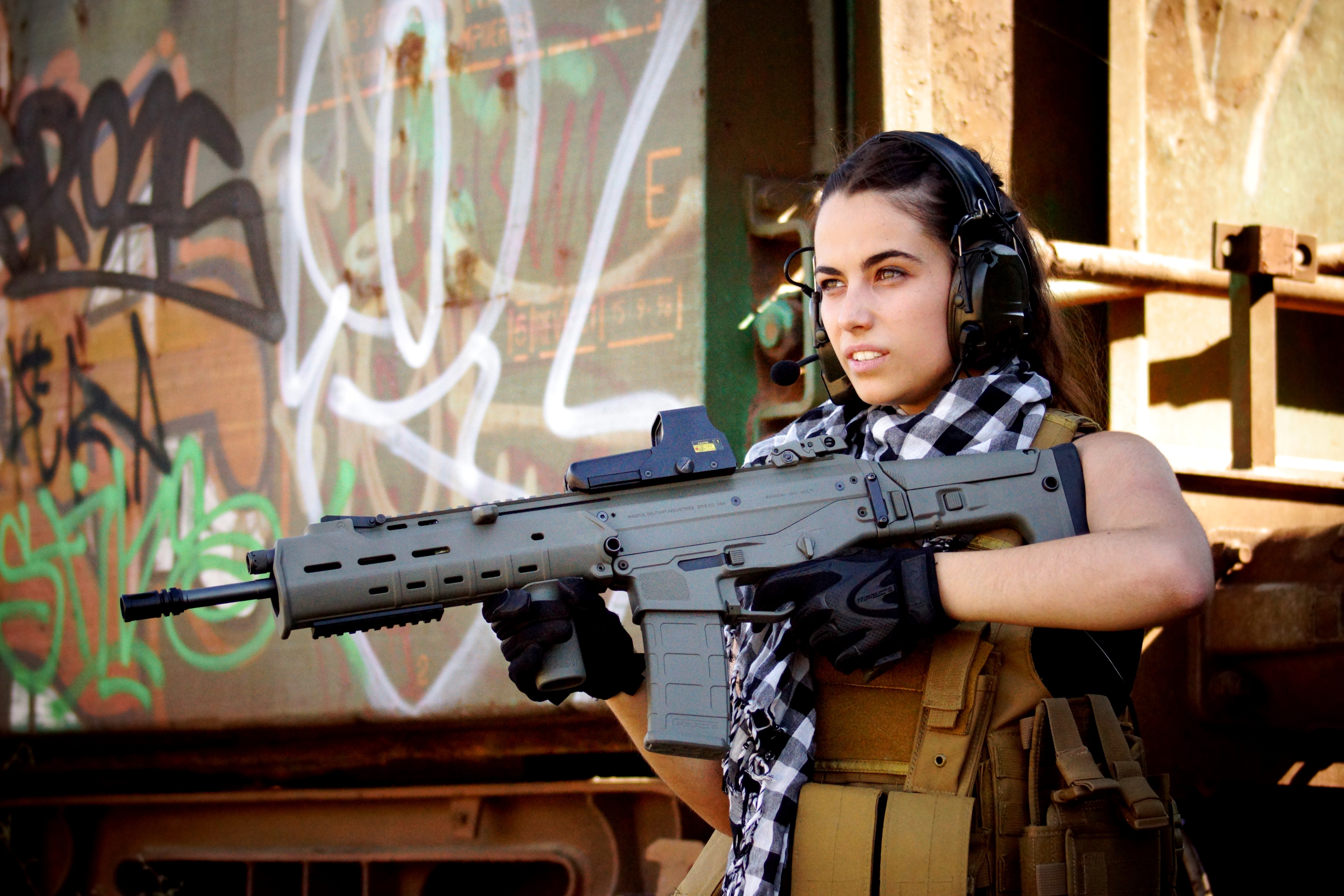 People 6000x4000 women gun Adaptive Combat Rifle girls with guns magpul