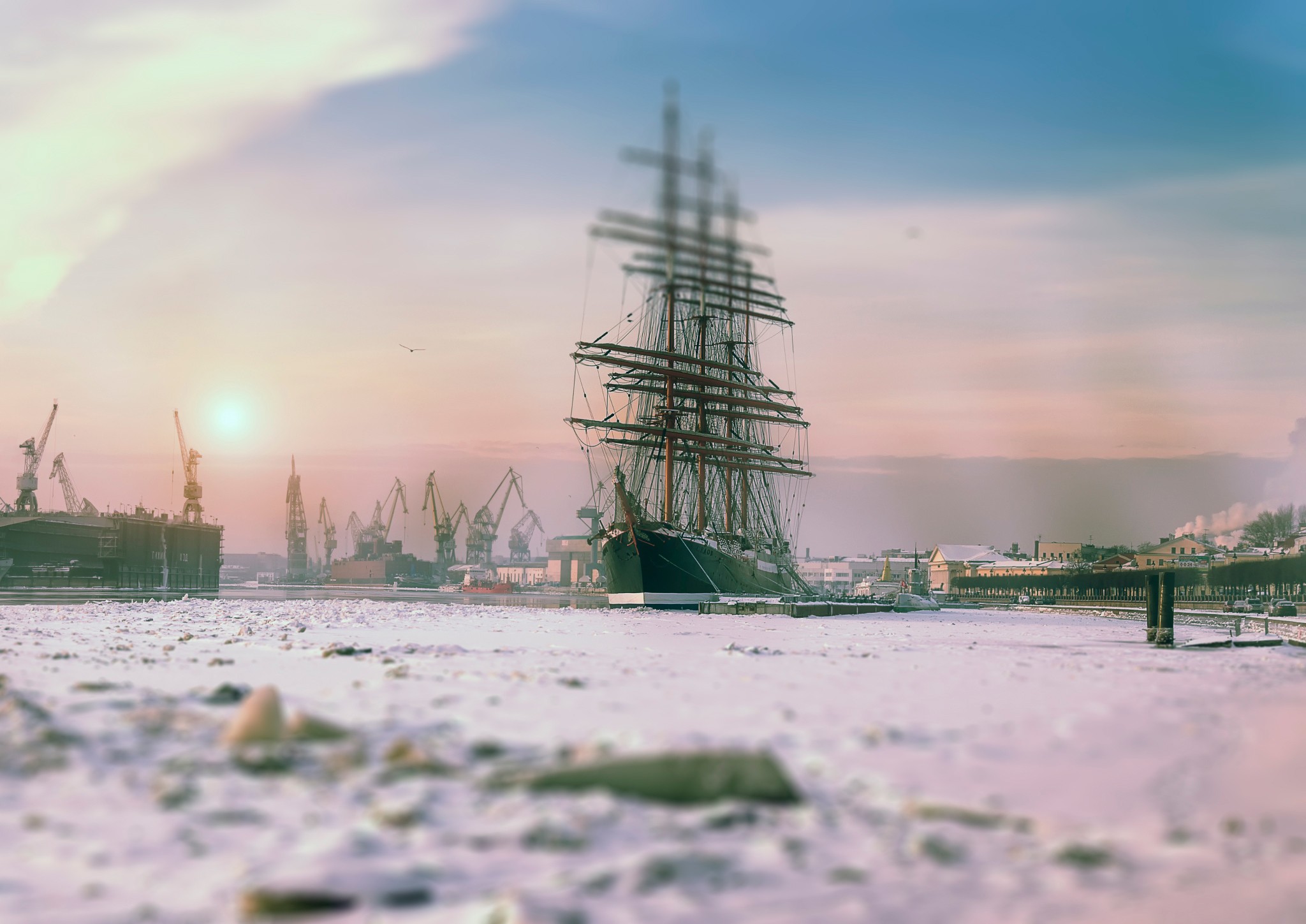 General 2048x1449 St. Petersburg city ship winter ice sailing ship vehicle cityscape
