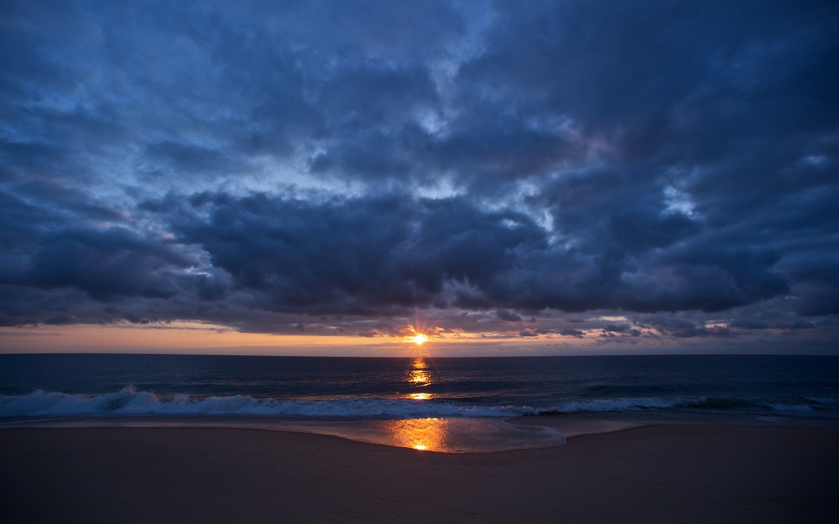 General 1680x1050 landscape overcast sea beach sunset sky sunlight clouds