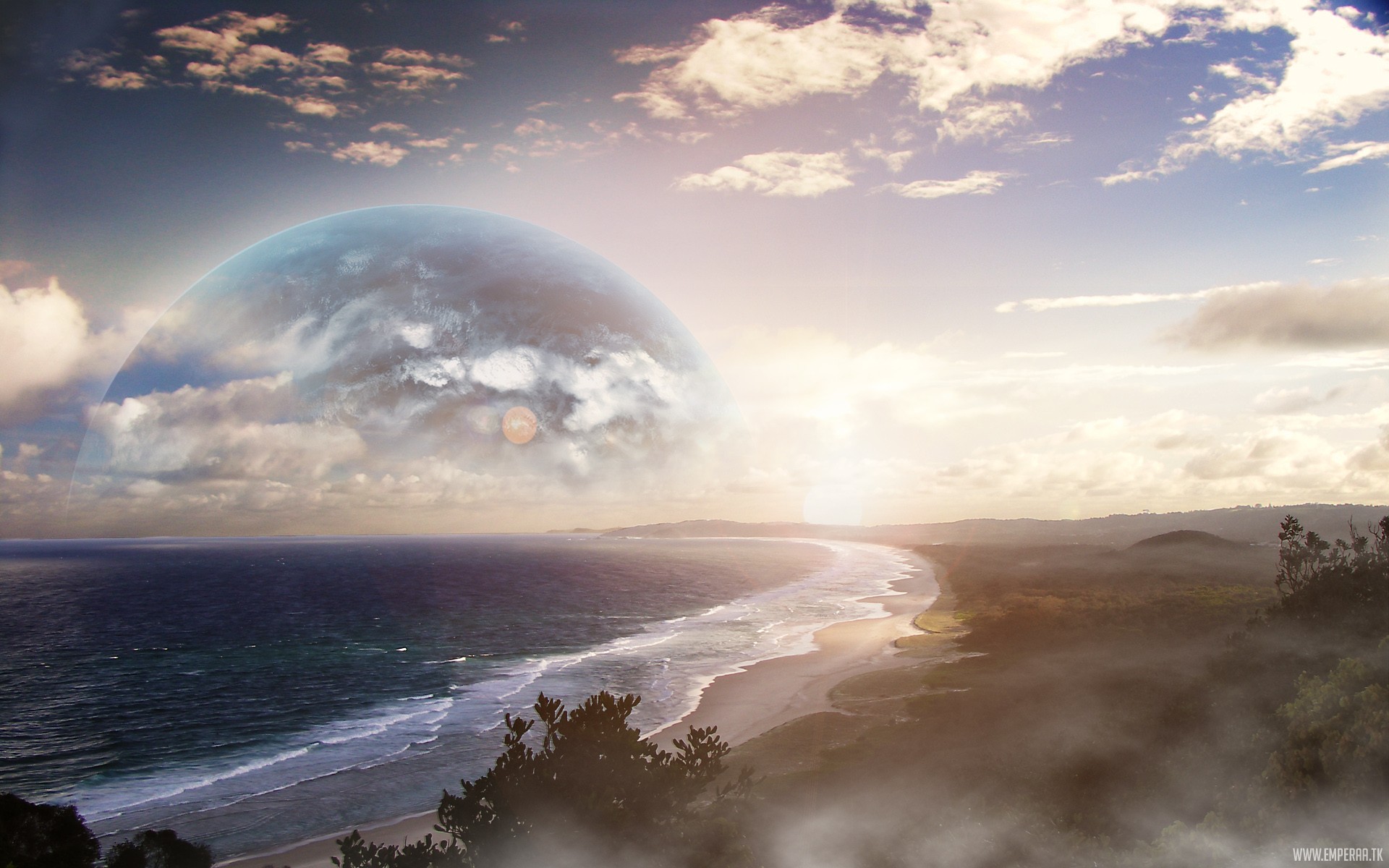 General 1920x1200 nature fantasy art digital art planet sea sky outdoors beach coast sunlight