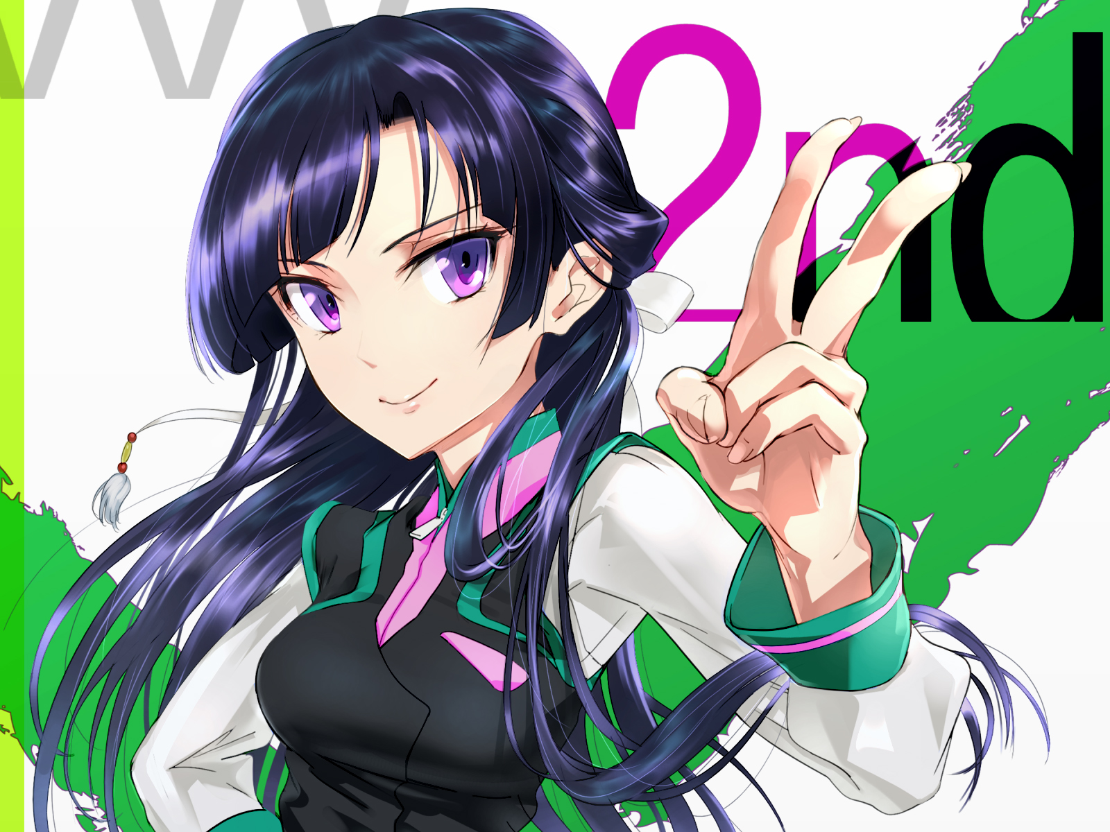 Anime 1600x1200 purple eyes anime girls anime purple hair long hair face smiling looking at viewer