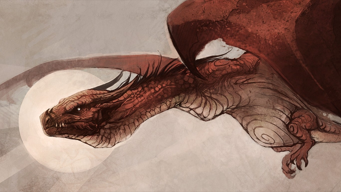Anime 1366x768 dragon creature fantasy art artwork