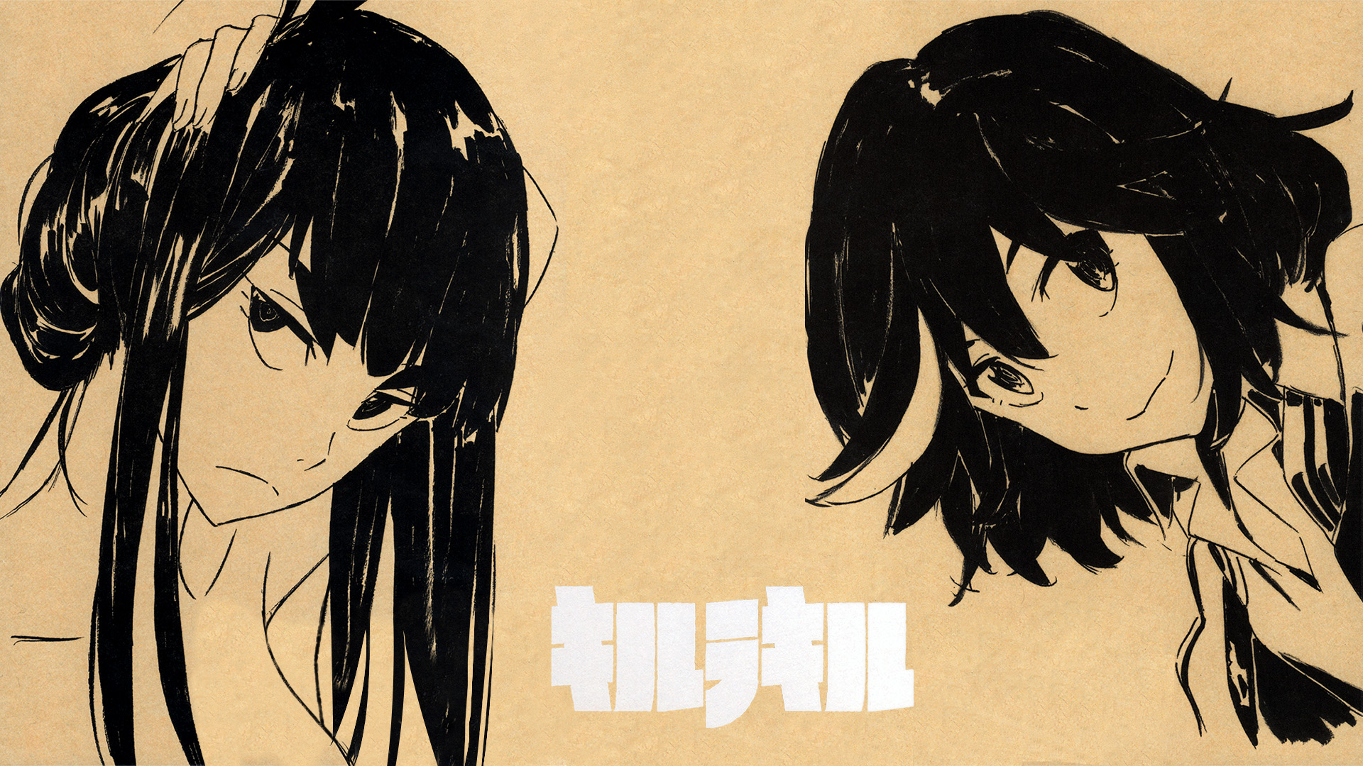 Anime 1920x1080 Kill la Kill Matoi Ryuuko Kiryuin Satsuki anime anime girls looking at viewer dark hair simple background