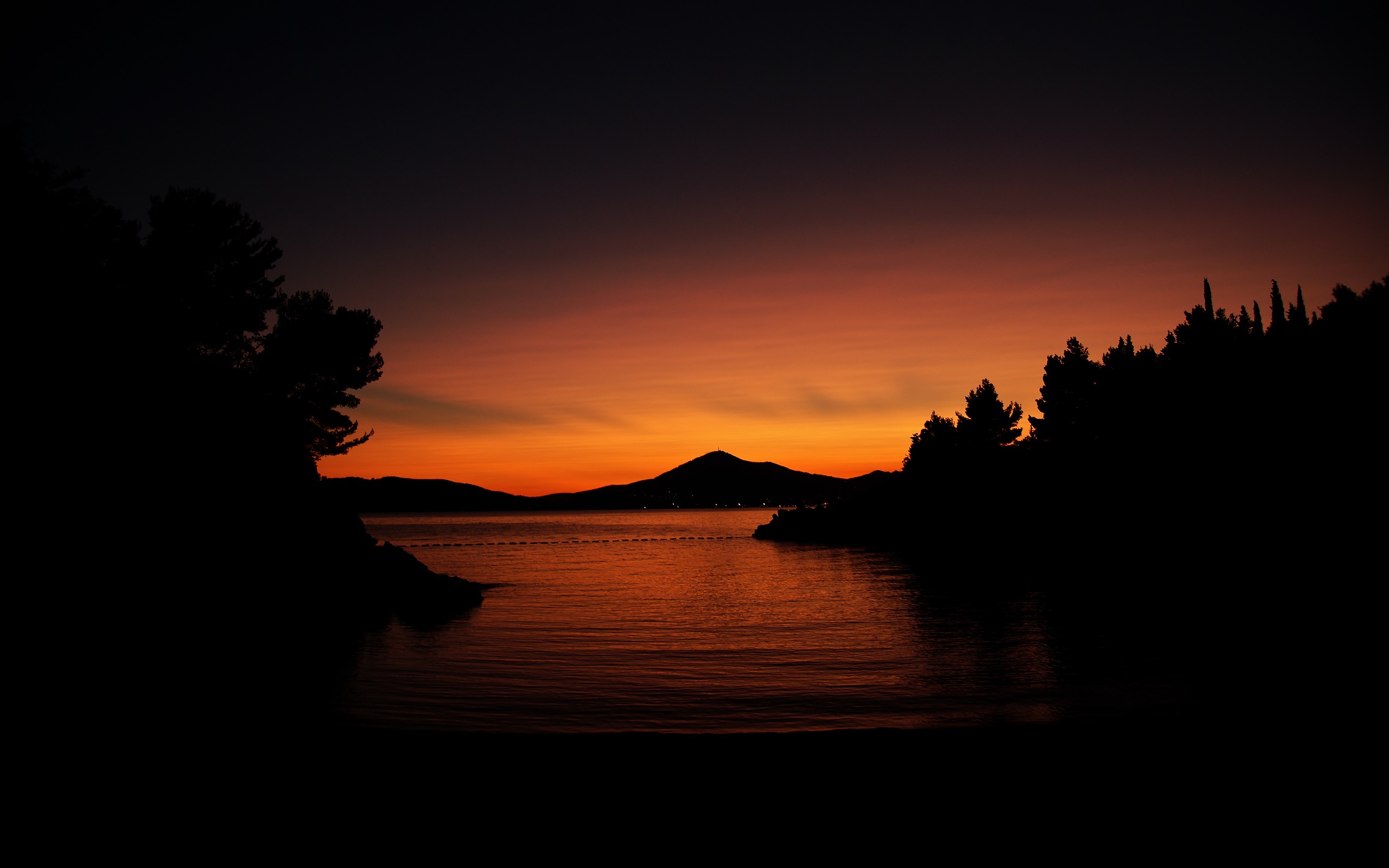 General 2560x1600 landscape evening lake water dark orange sunset nature orange sky
