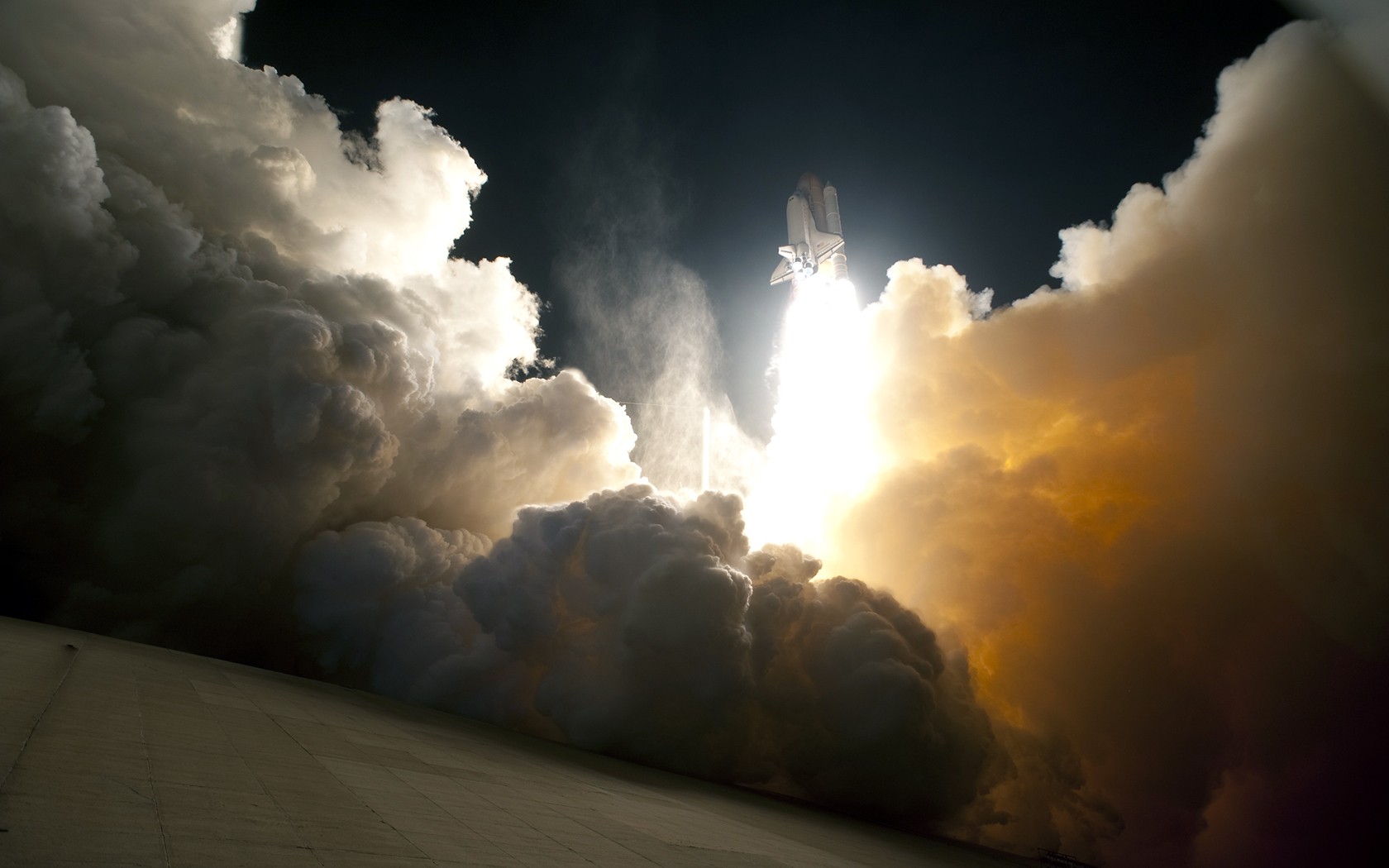 General 1680x1050 clouds rocket take-off smoke space shuttle NASA vehicle